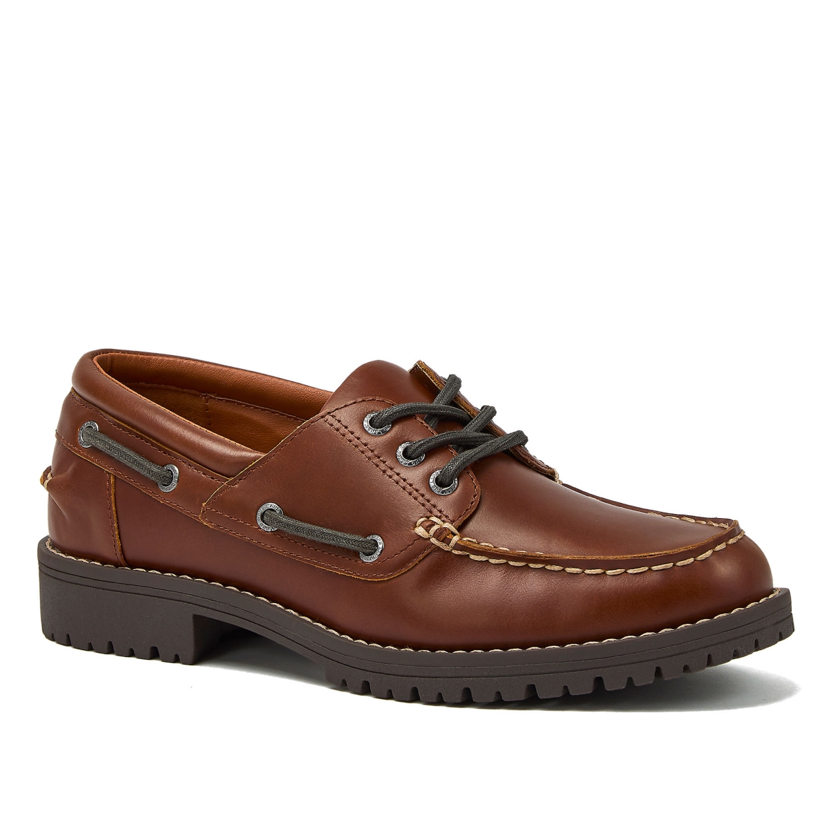Lands’ End Women’s Seaport Leather Lace Up Boat Shoes – Rustic brown