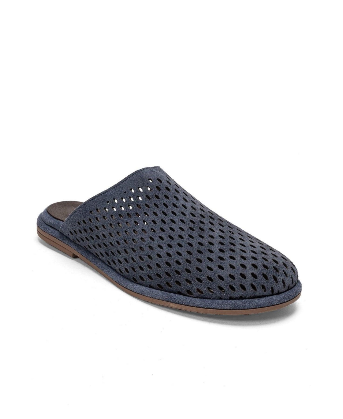 Forever and Always Shoes Melara Leather Slip On Mule – Blue suede