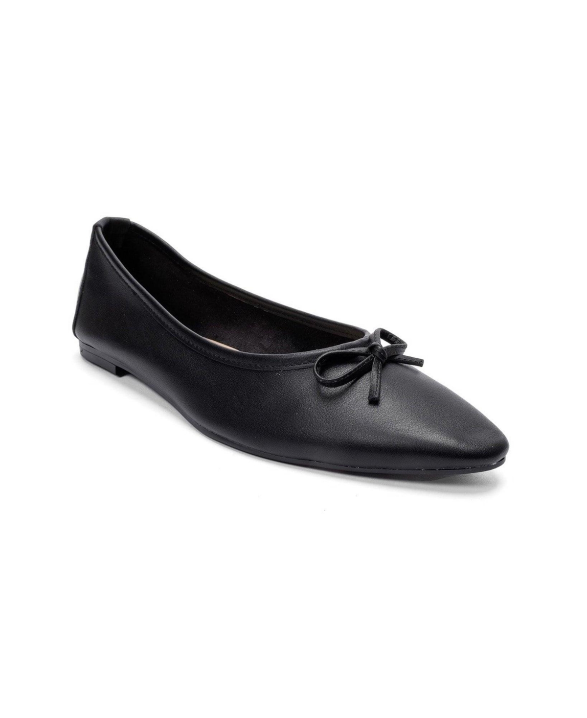 Forever and Always Shoes Women’s Umiel Leather Bow Ballet Flat – Black