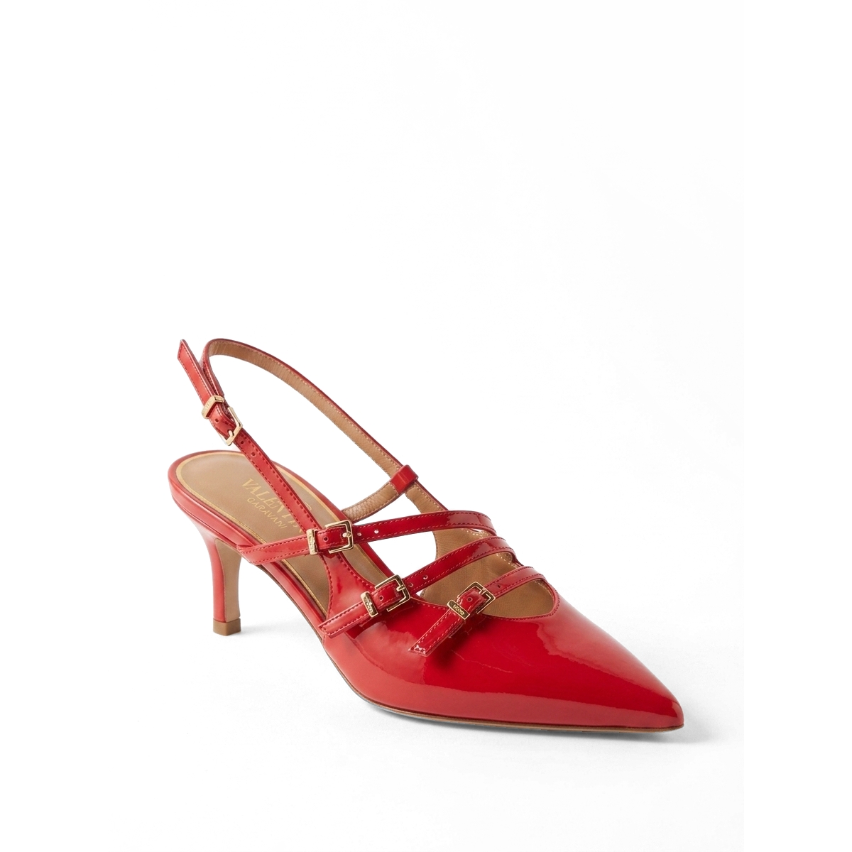 Prologue Shoes Women’s Magra Pointed-Toe Slingback Stiletto – Red patent faux leather