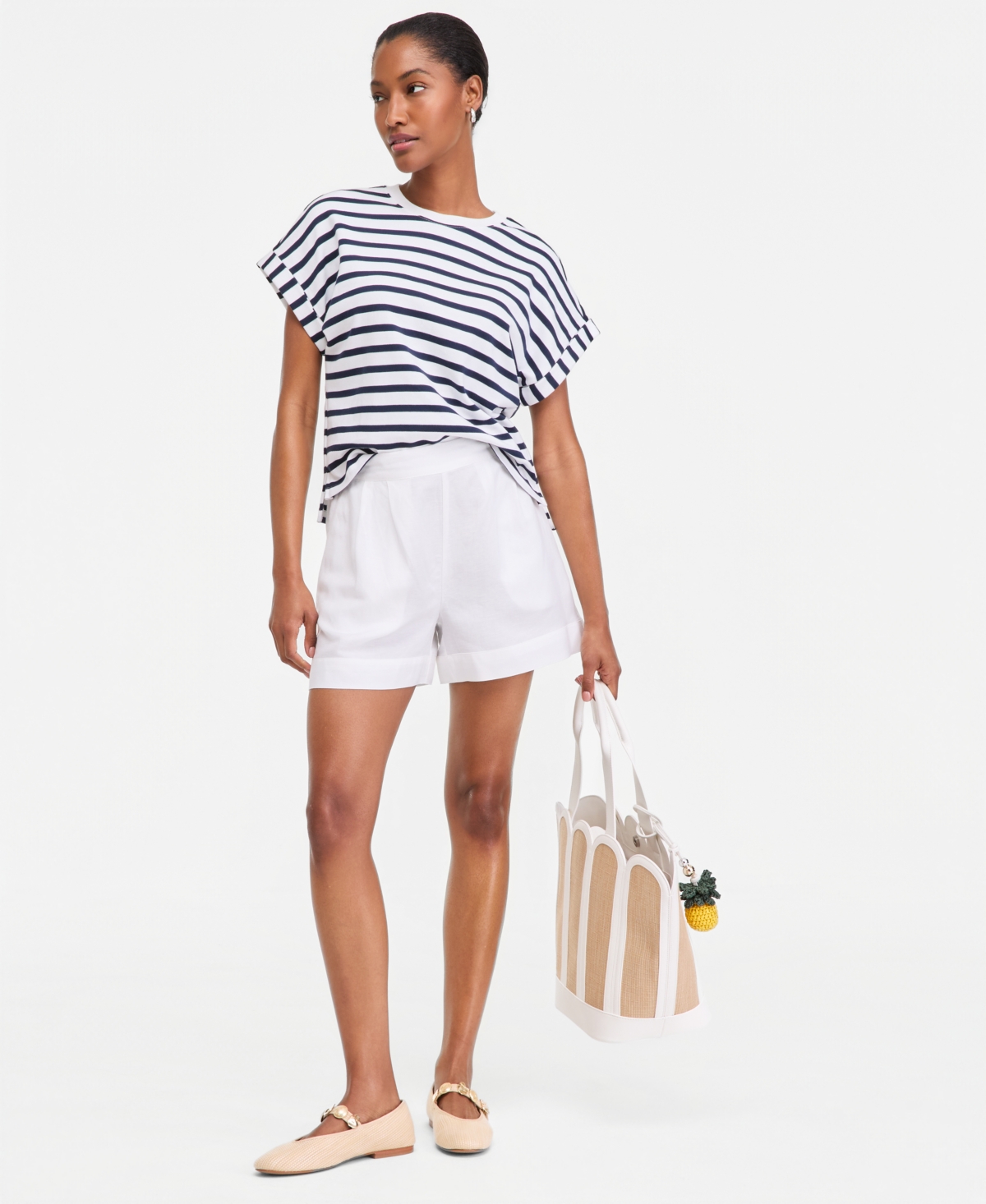 On 34th Women’s Linen-Blend Tailored Pull-On Shorts, Macy’s Exclusive – Bright White On 34th Women’s Linen-Blend Tailored Pull-On Shorts, Macy’s Exclusive – Bright White