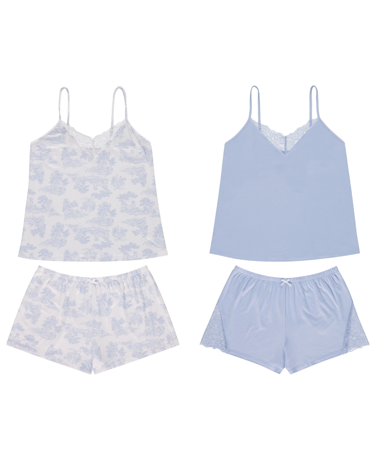 Flora by Flora Nikrooz Women’s Stacy 4-Pc. Pack 2 Cami & 2 Shorts – Light Blue Flora by Flora Nikrooz Women’s Stacy 4-Pc. Pack 2 Cami & 2 Shorts – Light Blue