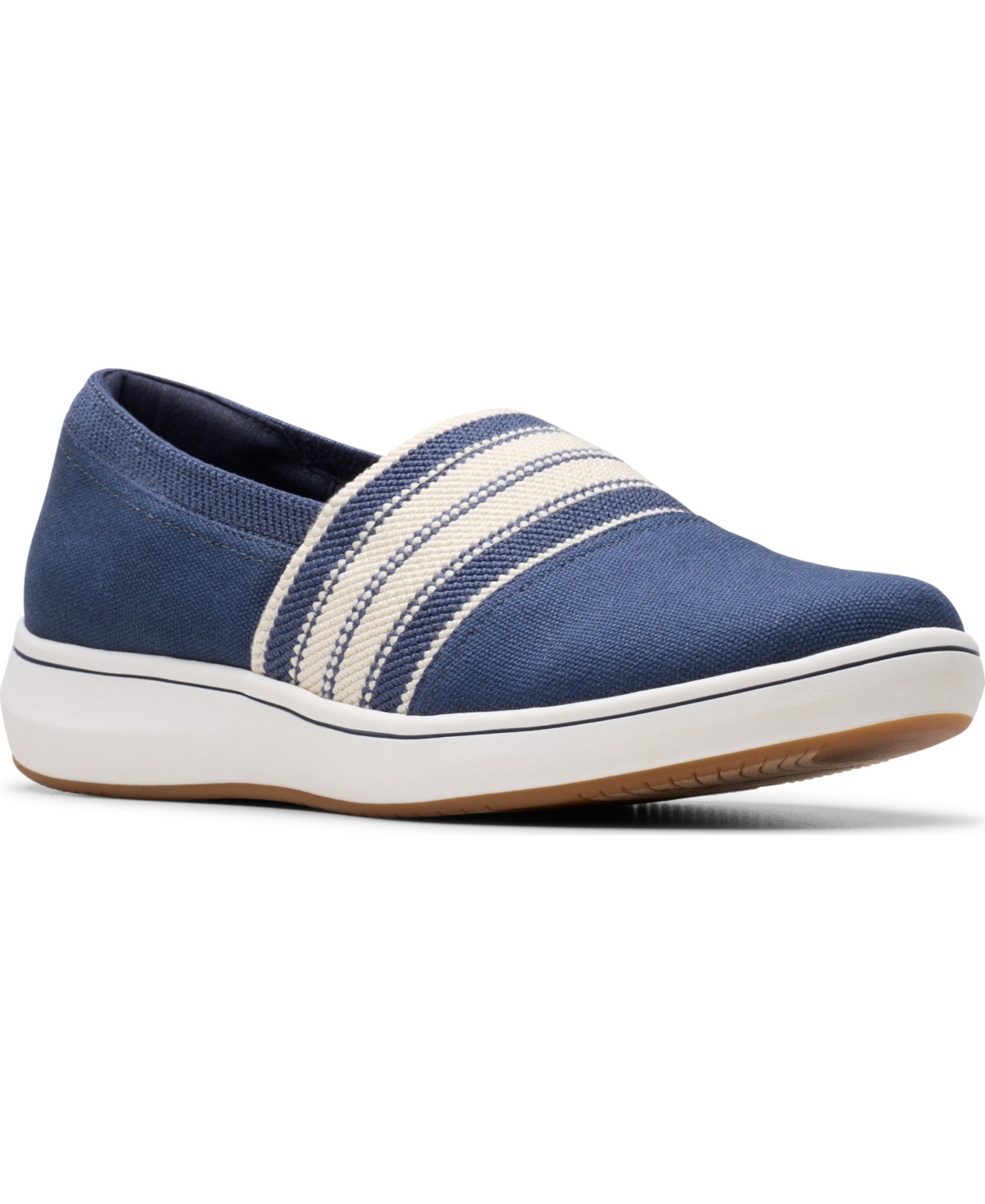 Clarks Cloudsteppers Women’s Breeze Sky Mist Slip-On Shoes – Navy Textile Clarks Cloudsteppers Women’s Breeze Sky Mist Slip-On Shoes – Navy Textile
