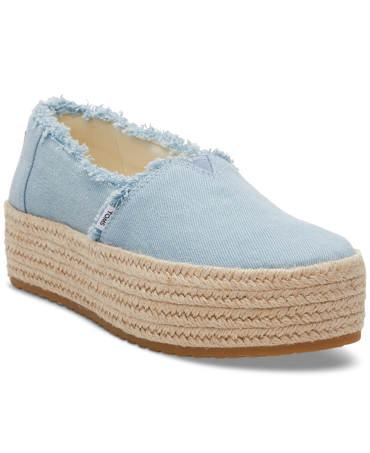 Toms Women’s Valencia Platform Espadrille Slip-On Shoes – Pastel Blue Washed Denim