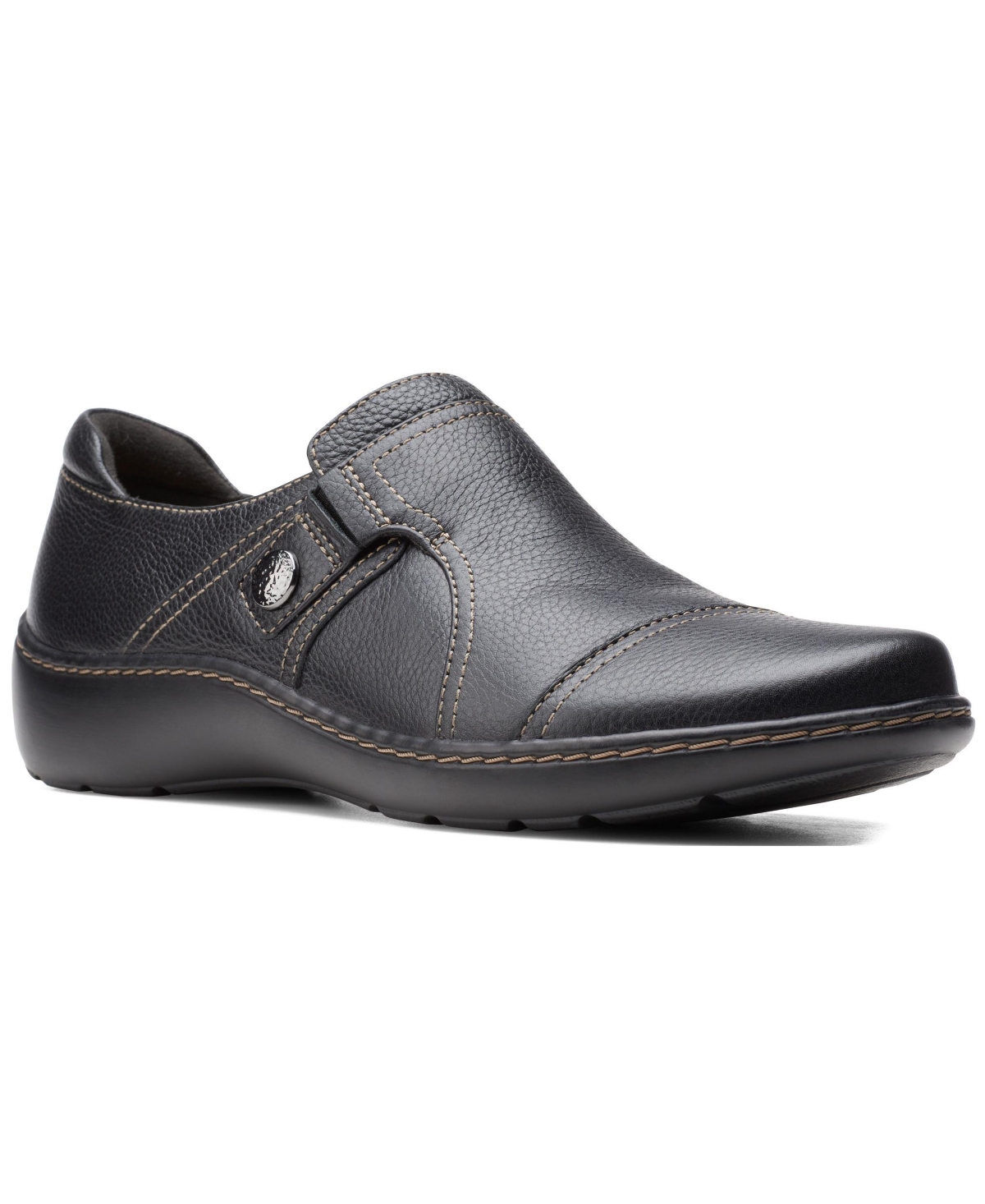 Clarks Women’s Collection Cora Poppy Shoes – Black Tumbled Leather
