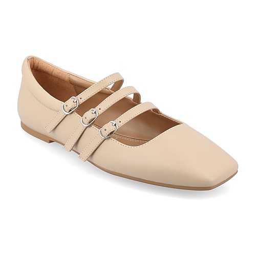 Journee Collection Darlin Womens Square Closed Toe Mary Jane Shoes, 6 Medium, Beige