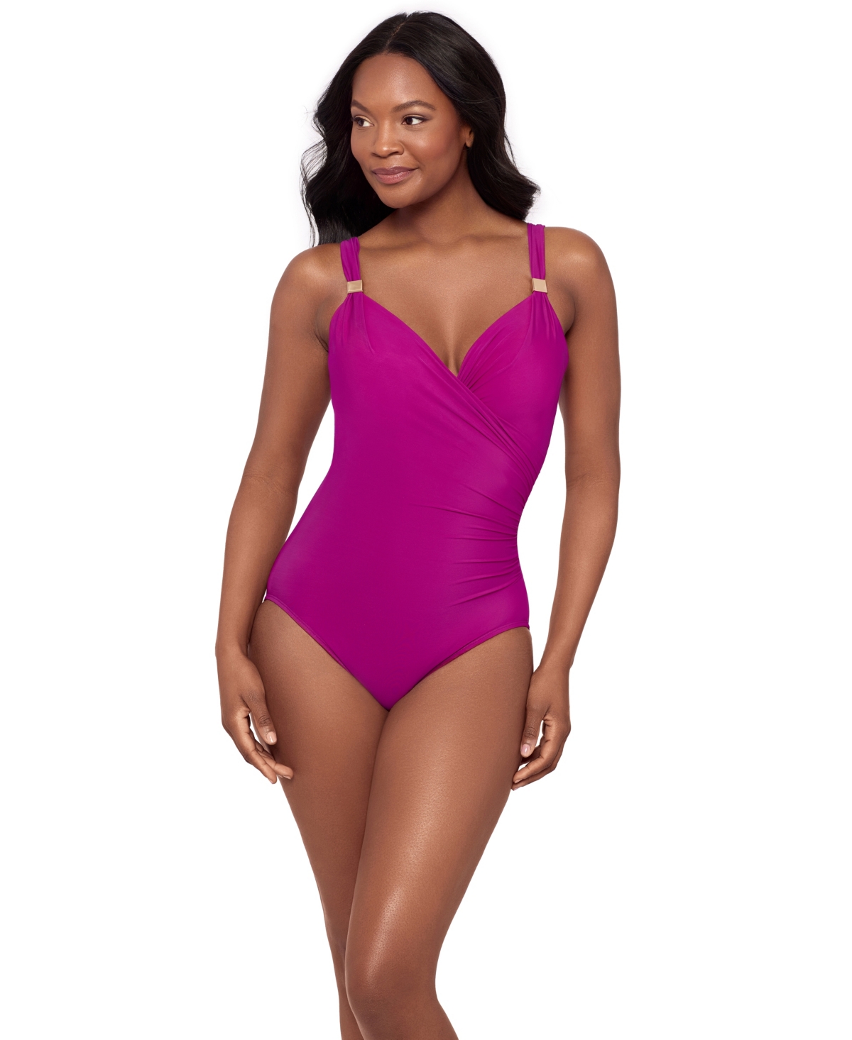 Miraclesuit Razzle Dazzle Siren Twist-Front Underwire Allover Slimming One-Piece Swimsuit – Framboise Pink