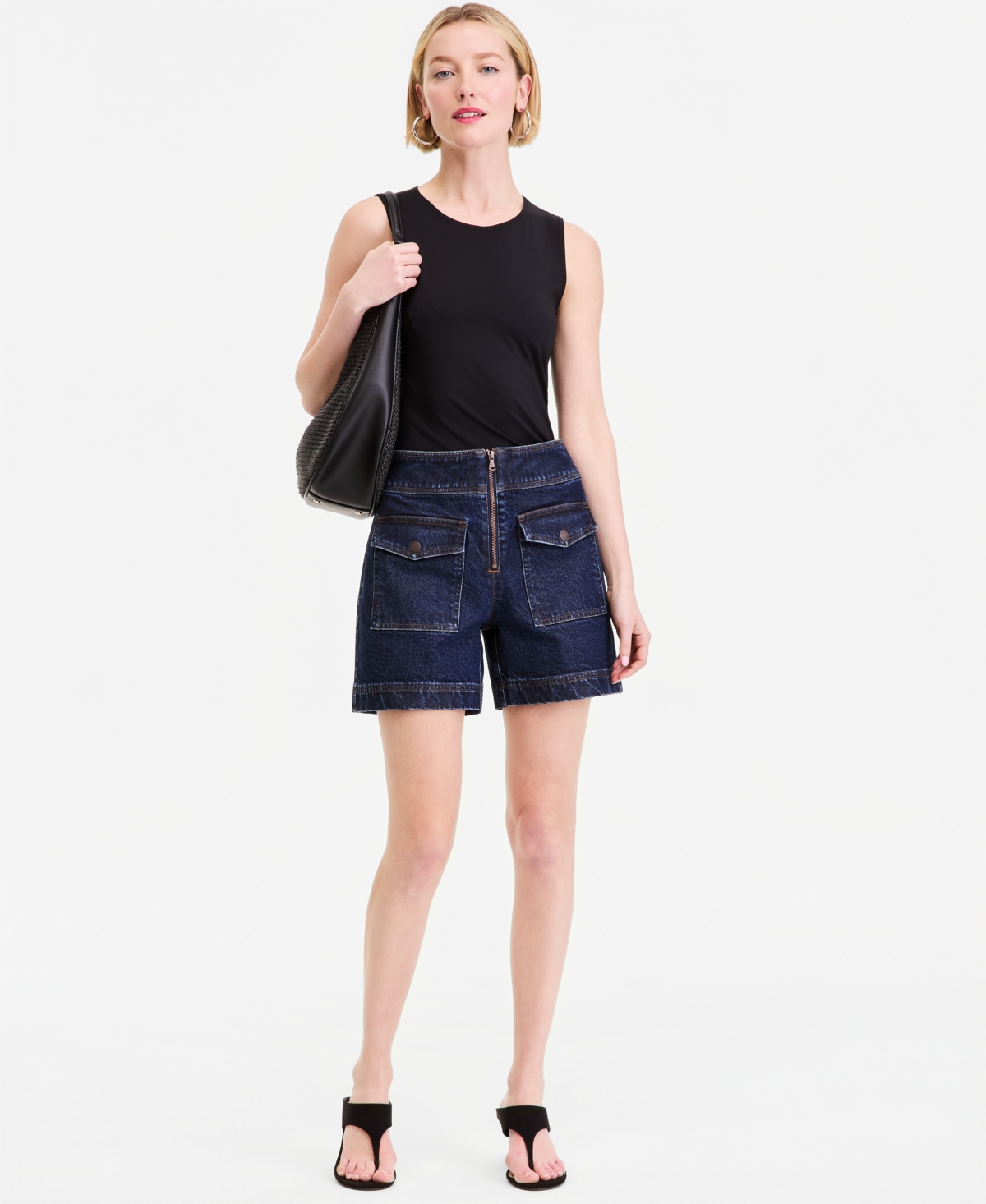 I.n.c. International Concepts Women’s Zip-Front Denim Shorts, Macy’s Exclusive – Hudson Wash