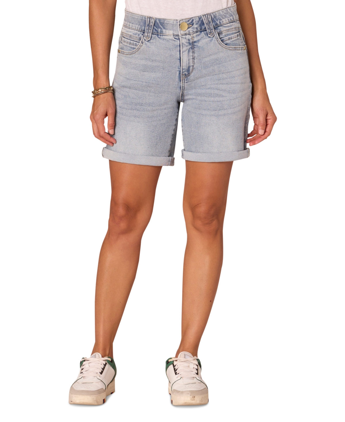 Democracy Petite “Ab”solution Cuffed Denim Shorts – Light Blue Democracy Petite “Ab”solution Cuffed Denim Shorts – Light Blue