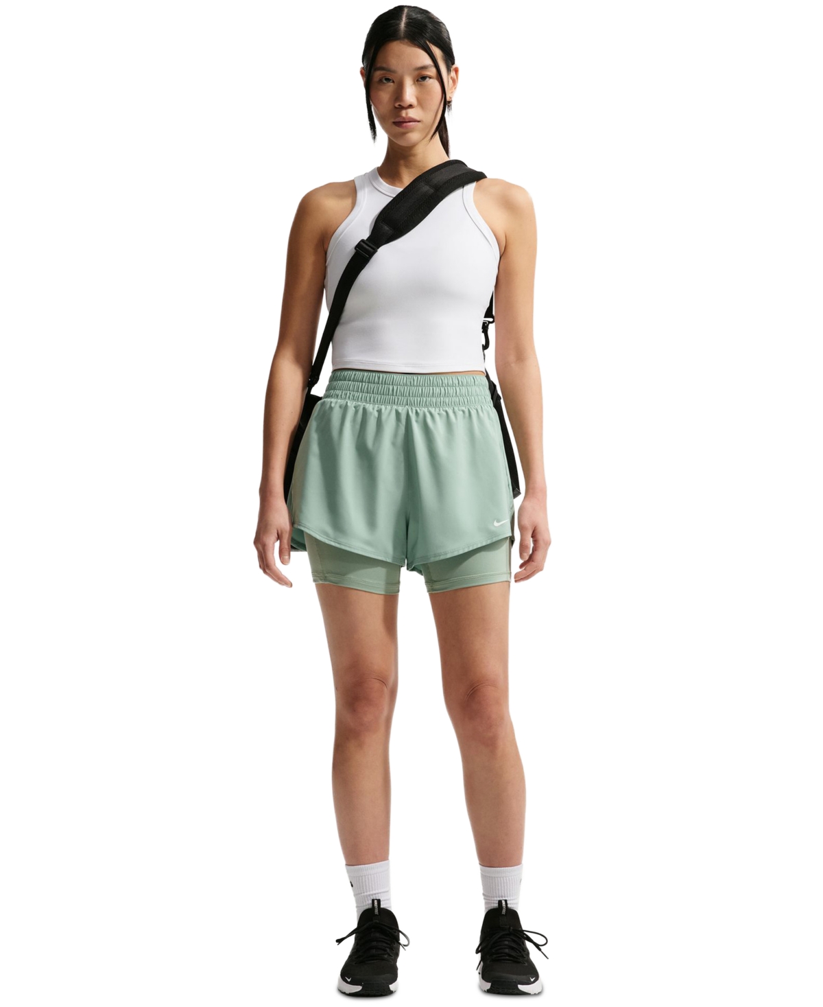 Nike One Women’s Dri-Fit High-Waist 2-in-1 Shorts – Steam/white