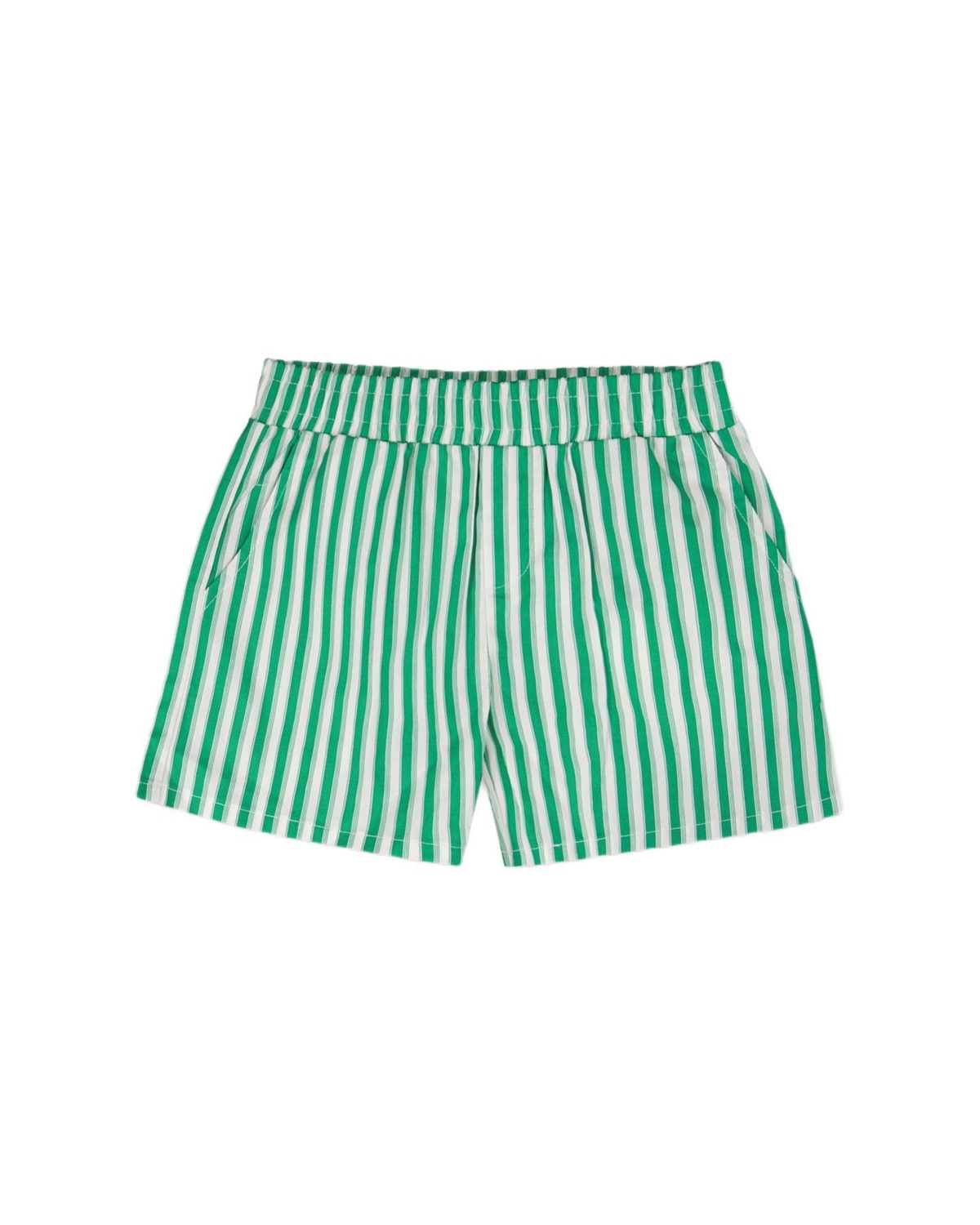 Deux par Deux Toddler Girls Striped Shorts – Green stripes