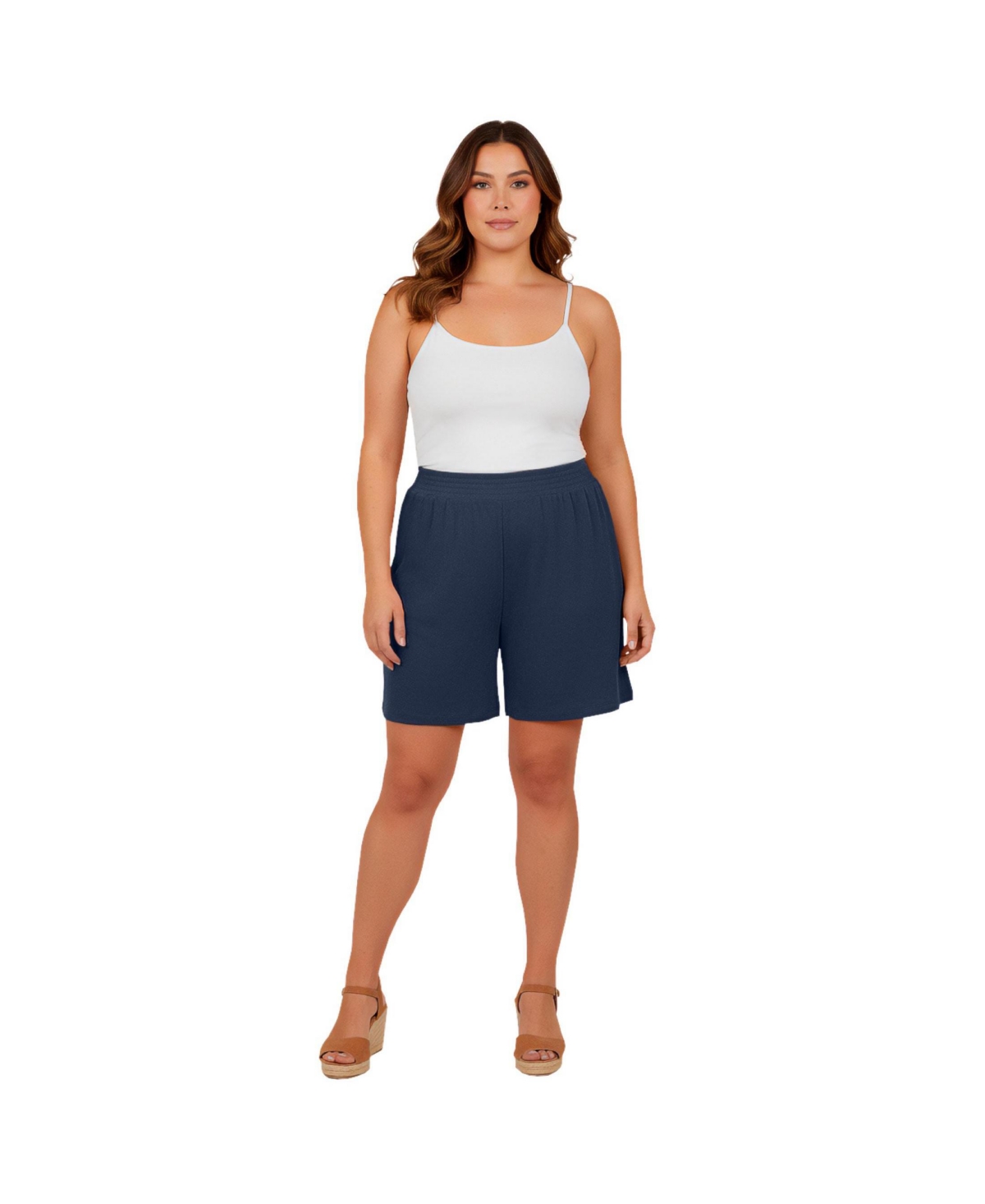 Avenue Women’s Knit Gauze Smocked Shorts – Navy Avenue Women’s Knit Gauze Smocked Shorts – Navy