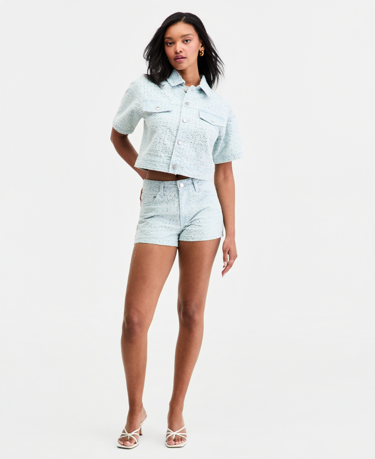 Bar Iii Women’s Sequin Destructed Denim Shorts, Macy’s Exclusive – Light Shin Bar Iii Women’s Sequin Destructed Denim Shorts, Macy’s Exclusive – Light Shin