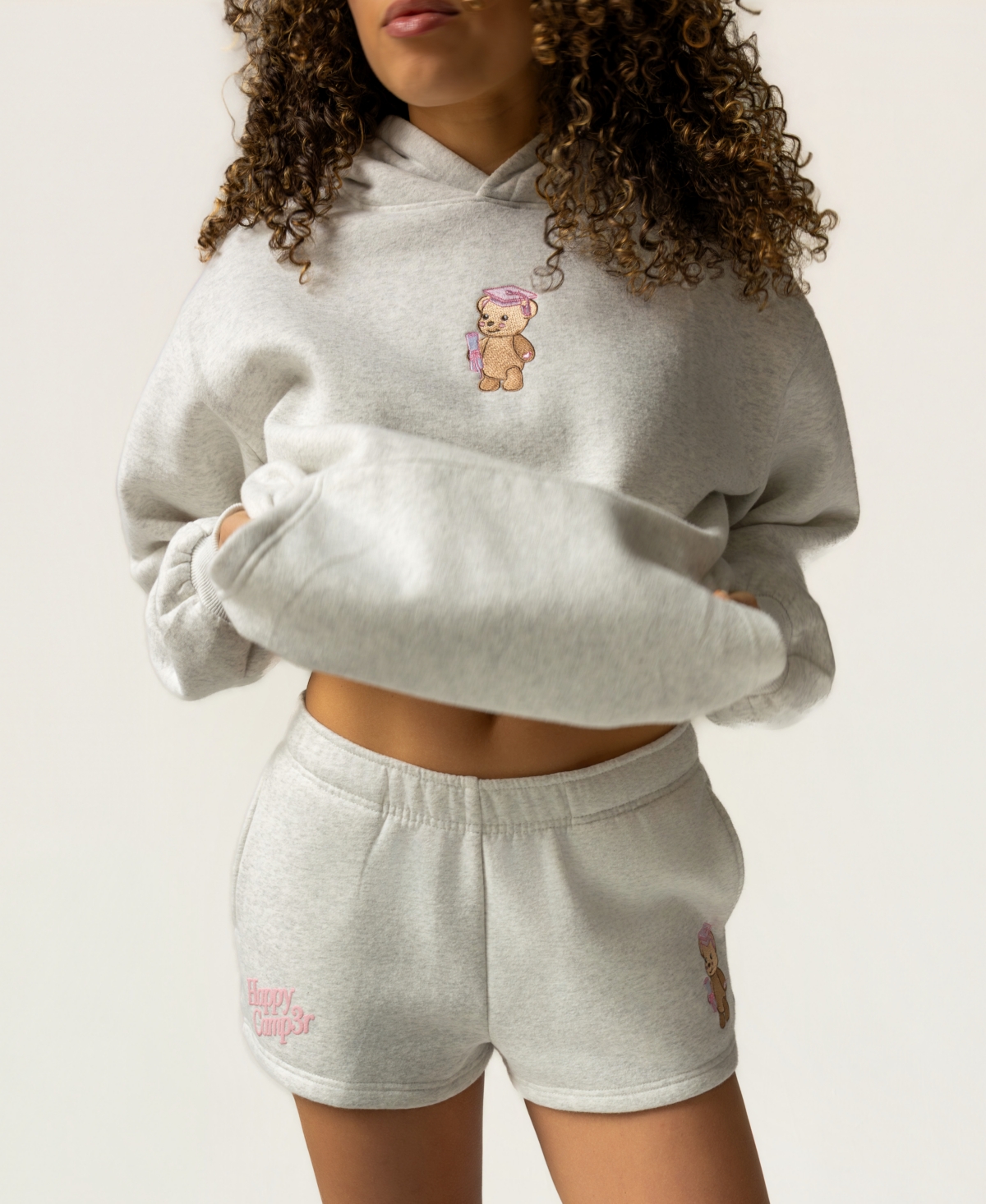 The Happy Camp3r Juniors’ Grad Bear Pull-On Fleece Shorts – Heather Gray The Happy Camp3r Juniors’ Grad Bear Pull-On Fleece Shorts – Heather Gray