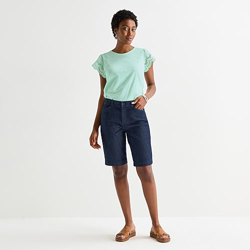 St. John’s Bay Womens 11″ Tall Bermuda Short, 4 Tall, Blue St. John’s Bay Womens 11″ Tall Bermuda Short, 4 Tall, Blue