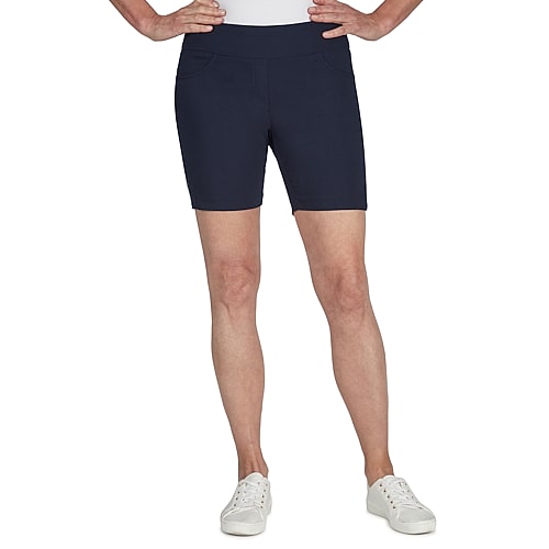 Hearts Of Palm Womens Mid Rise Pull-On Short, 8, Blue