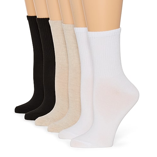 Mixit Sport Rib Short Womens 6 Pair Crew Socks, 4-10, Beige Mixit Sport Rib Short Womens 6 Pair Crew Socks, 4-10, Beige