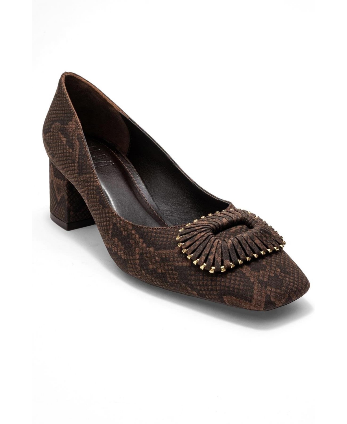 Prologue Shoes Velora Buckle Square Toe Block Heel Pump – Brown pattern Prologue Shoes Velora Buckle Square Toe Block Heel Pump – Brown pattern