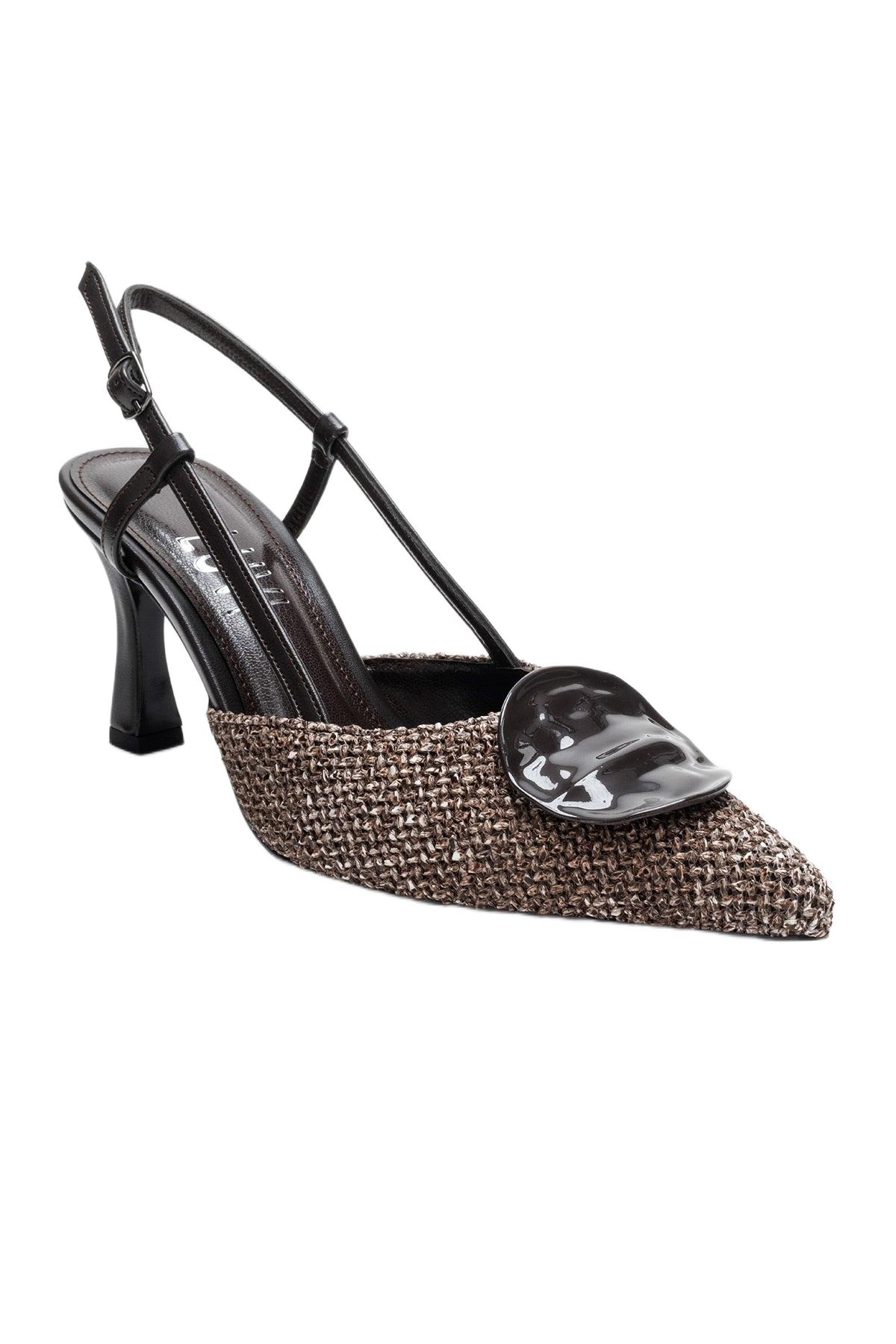 Prologue Shoes Women Levia Woven Pointed Toe Slingback Pump – Brown