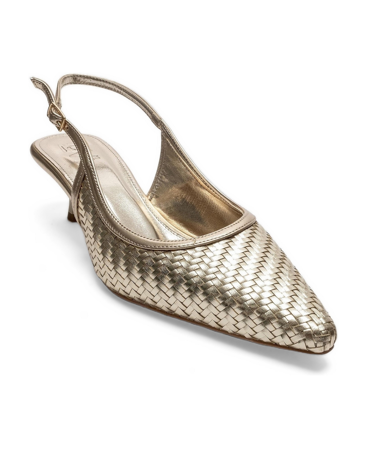 Prologue Shoes Women’s Alvessia Kitten Heel Slingback Pump – Gold