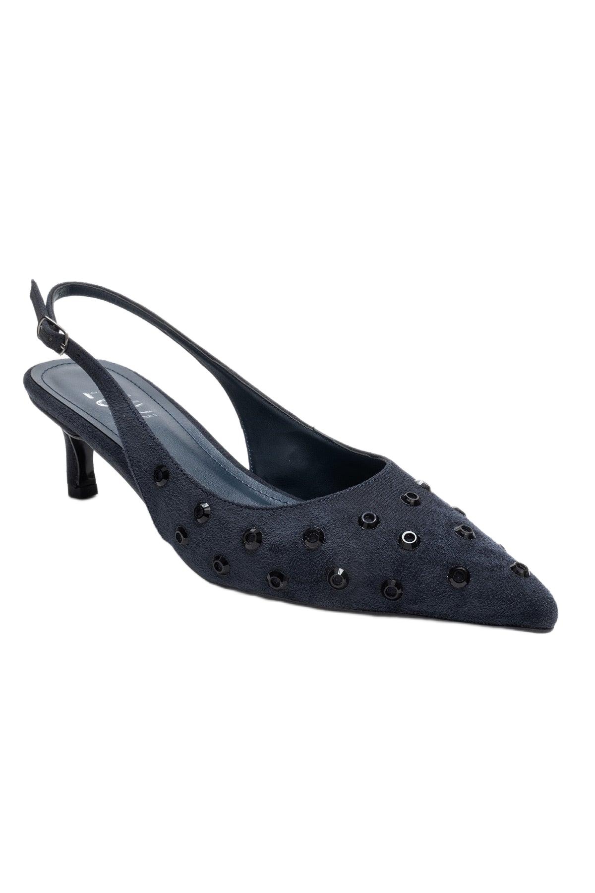 Prologue Shoes Women’s Lorex Embellished Stiletto Slingback Pump – Navy suede Prologue Shoes Women’s Lorex Embellished Stiletto Slingback Pump – Navy suede