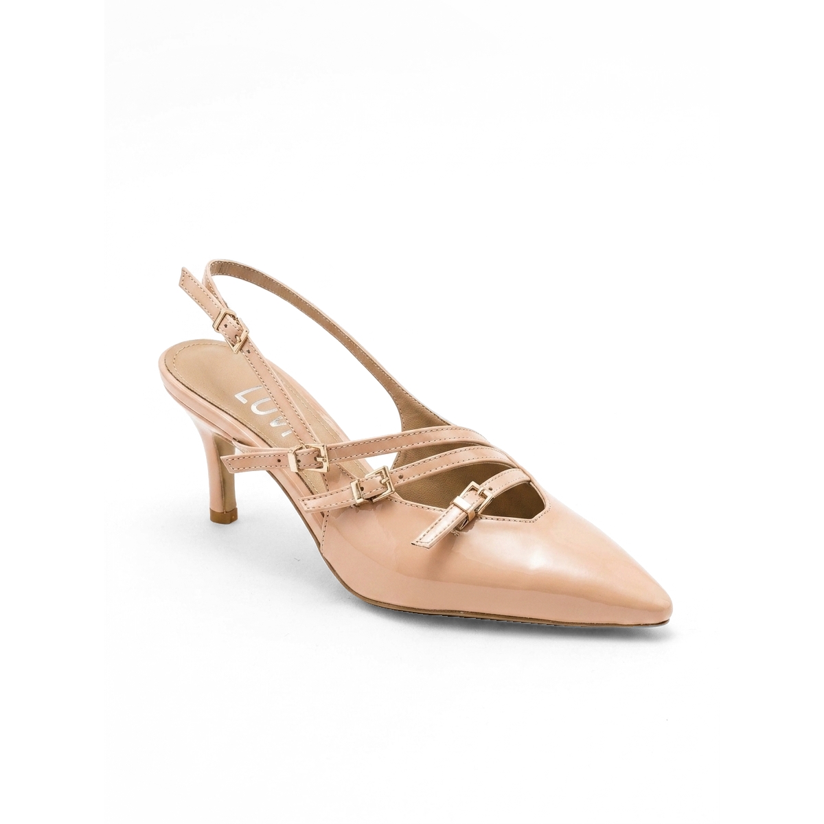 Prologue Shoes Women’s Magra Pointed-Toe Slingback Stiletto – Beige patent faux leather Prologue Shoes Women’s Magra Pointed-Toe Slingback Stiletto – Beige patent faux leather