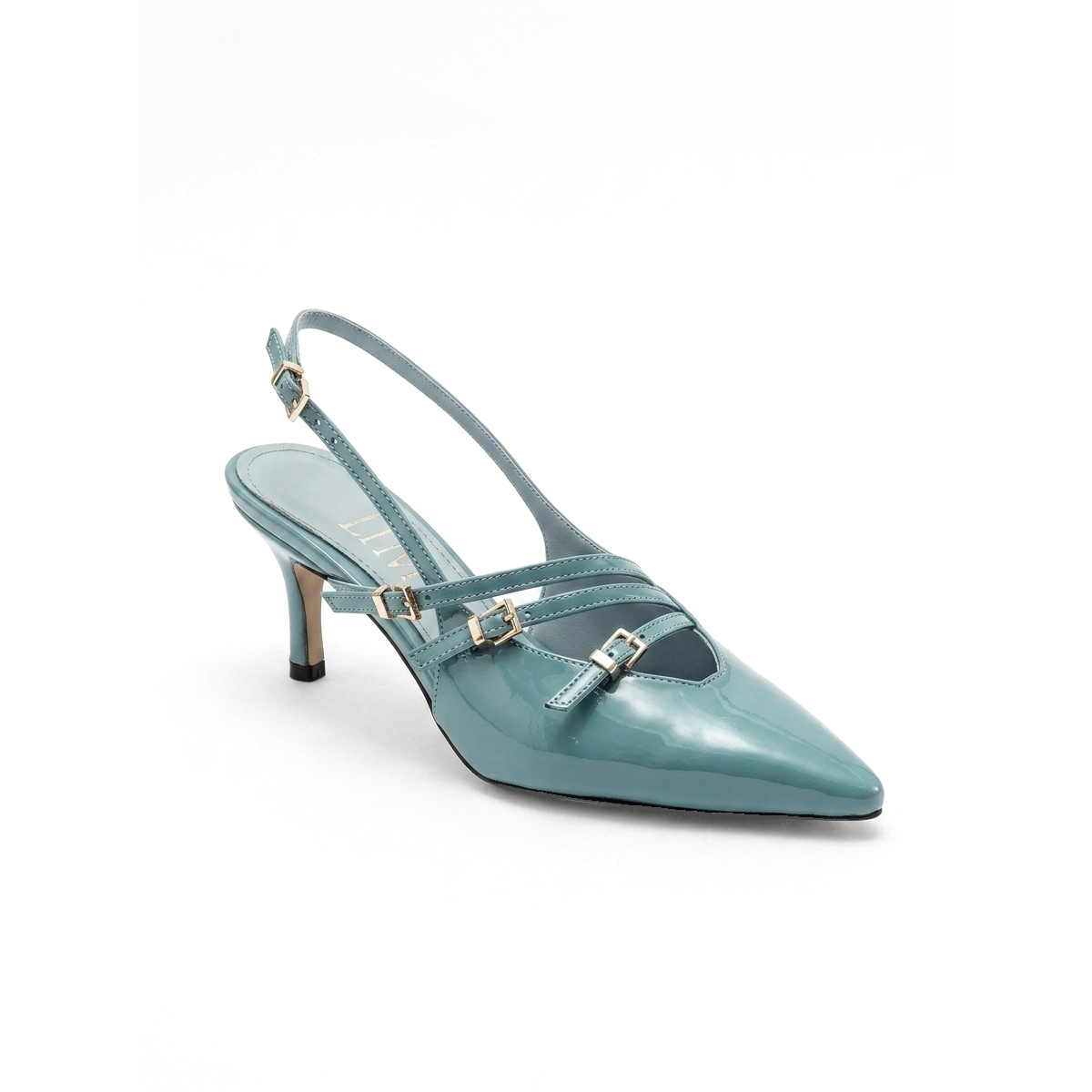 Prologue Shoes Women’s Magra Pointed-Toe Slingback Stiletto – Blue patent faux leather
