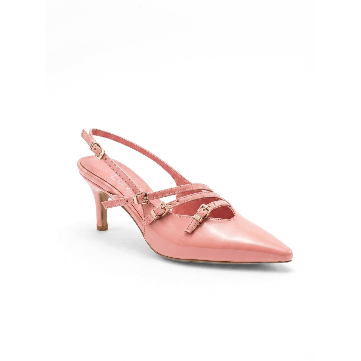 Prologue Shoes Women’s Magra Pointed-Toe Slingback Stiletto – Blush patent faux leather