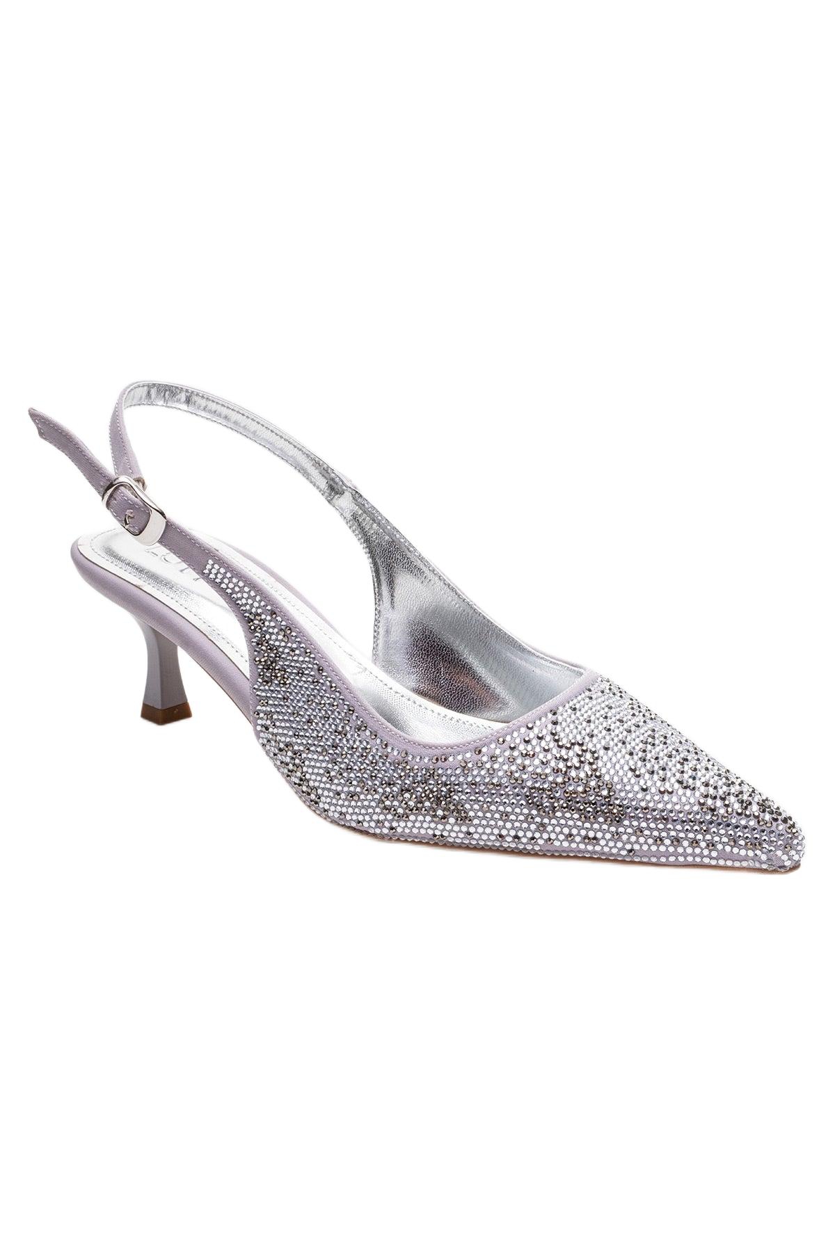 Prologue Shoes Women’s Nella Embellished Slingback Pointed Toe Pump – Silver