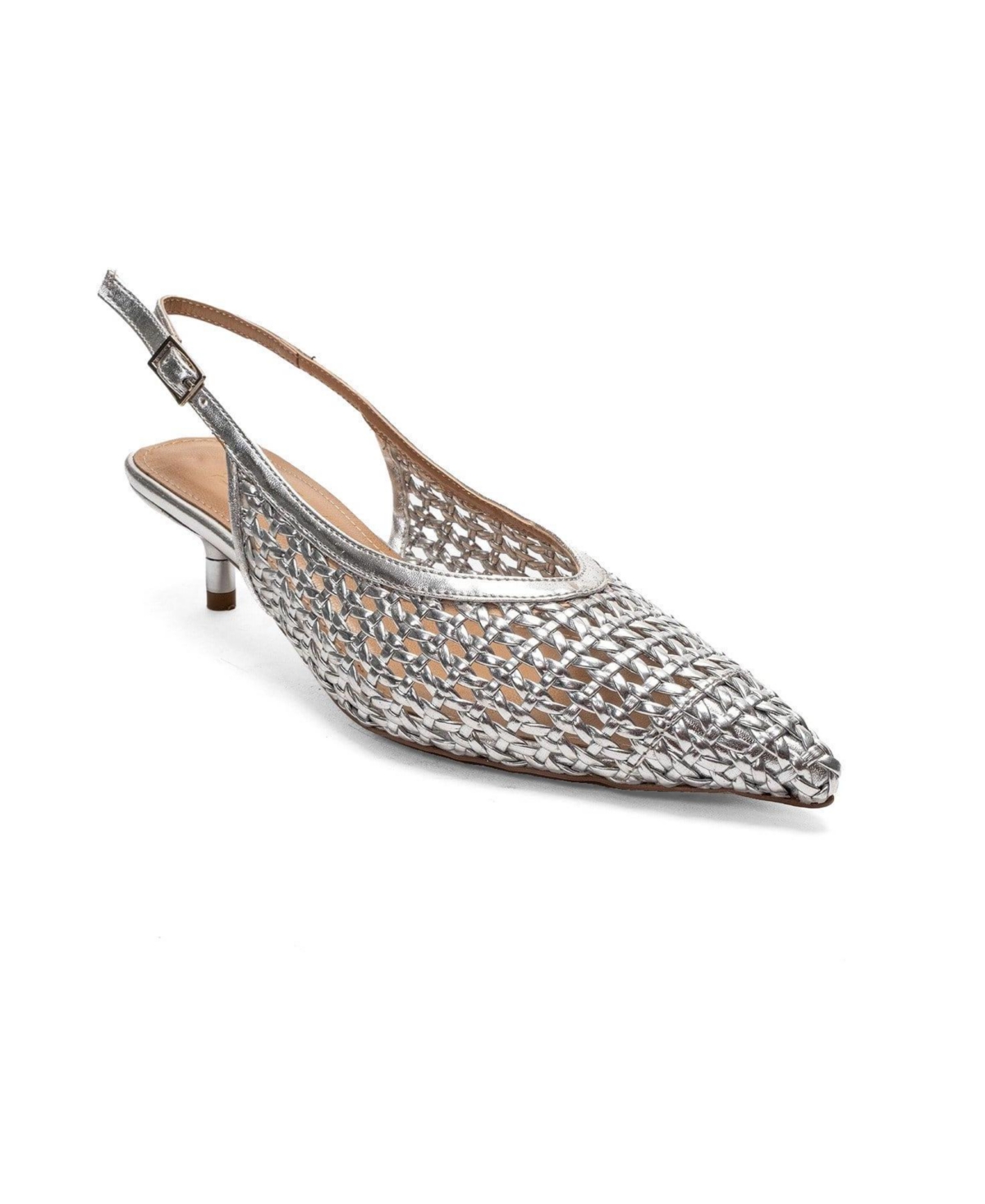 Prologue Shoes Women’s Orelis Kitten Heel Pump – Silver