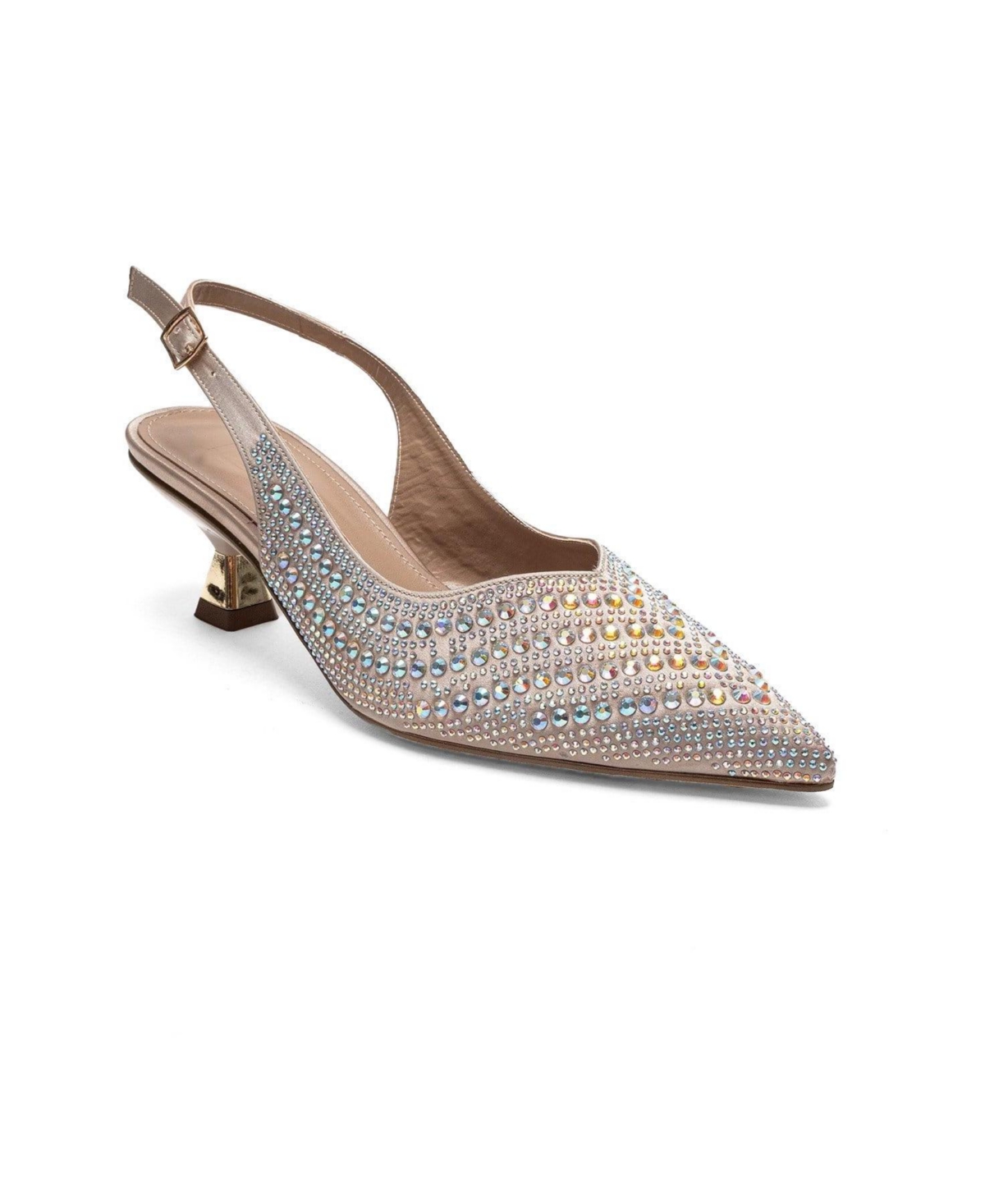 Prologue Shoes Women’s Royale Embellished Kitten Heel Pump – Beige