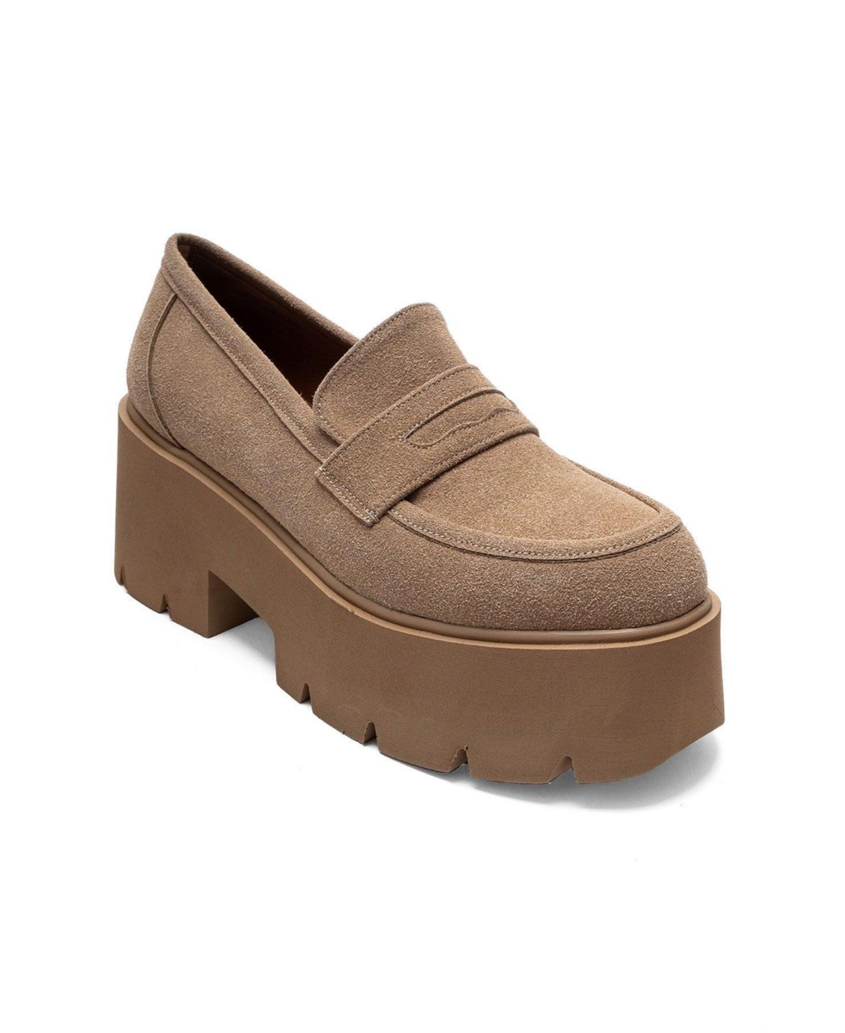 Prologue Shoes Women’s Santia Chunky Platform Loafer – Cognac suede Prologue Shoes Women’s Santia Chunky Platform Loafer – Cognac suede