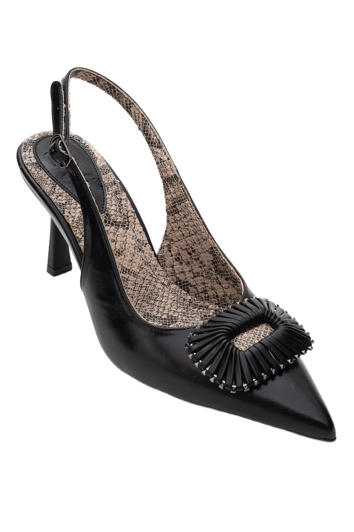 Prologue Shoes Women’s Spera Buckled Pointed Toe Pump. – Black pattern Prologue Shoes Women’s Spera Buckled Pointed Toe Pump. – Black pattern