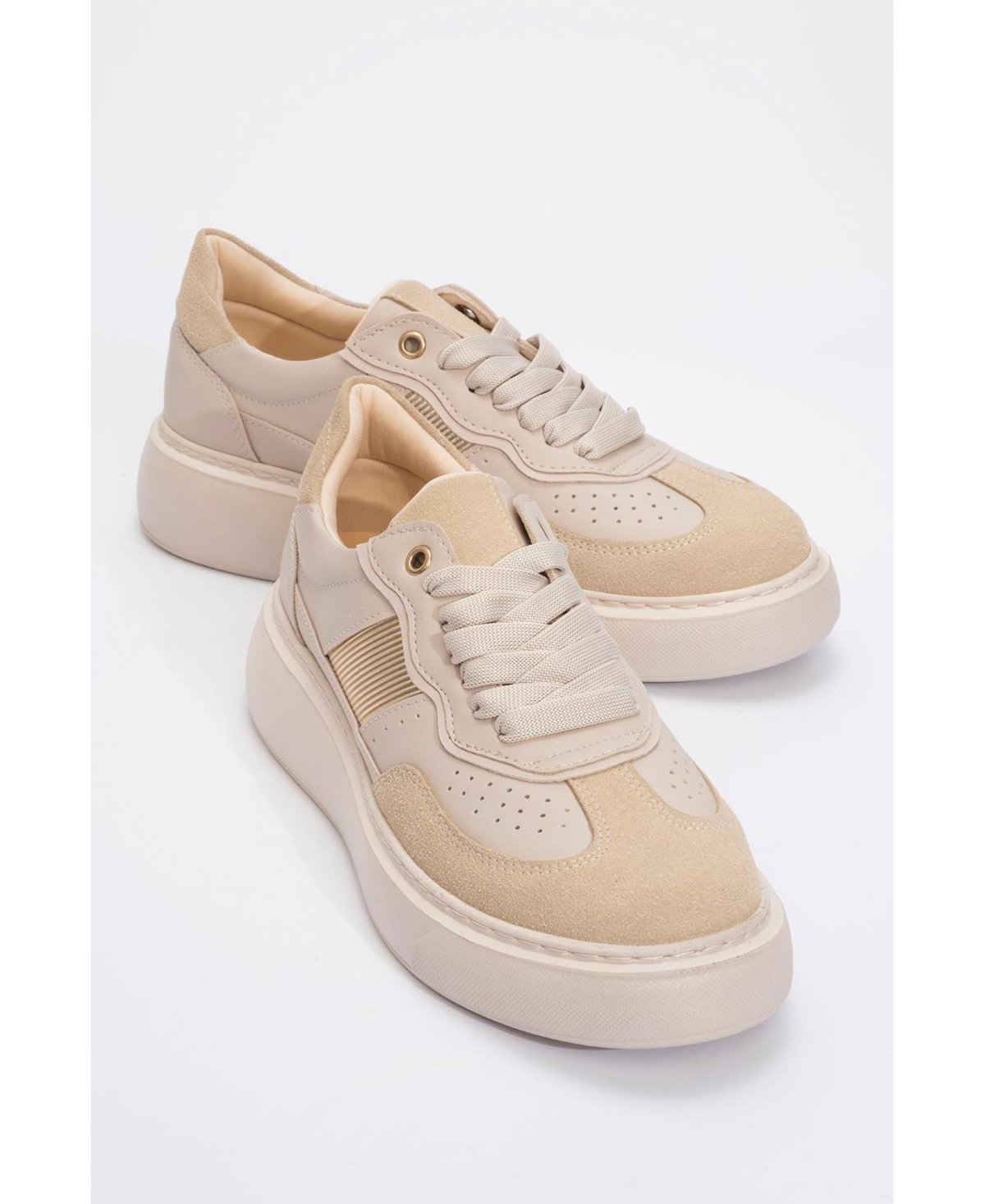 Prologue Shoes Women’s Venetia Sport Sneakers – Beige faux leather Prologue Shoes Women’s Venetia Sport Sneakers – Beige faux leather
