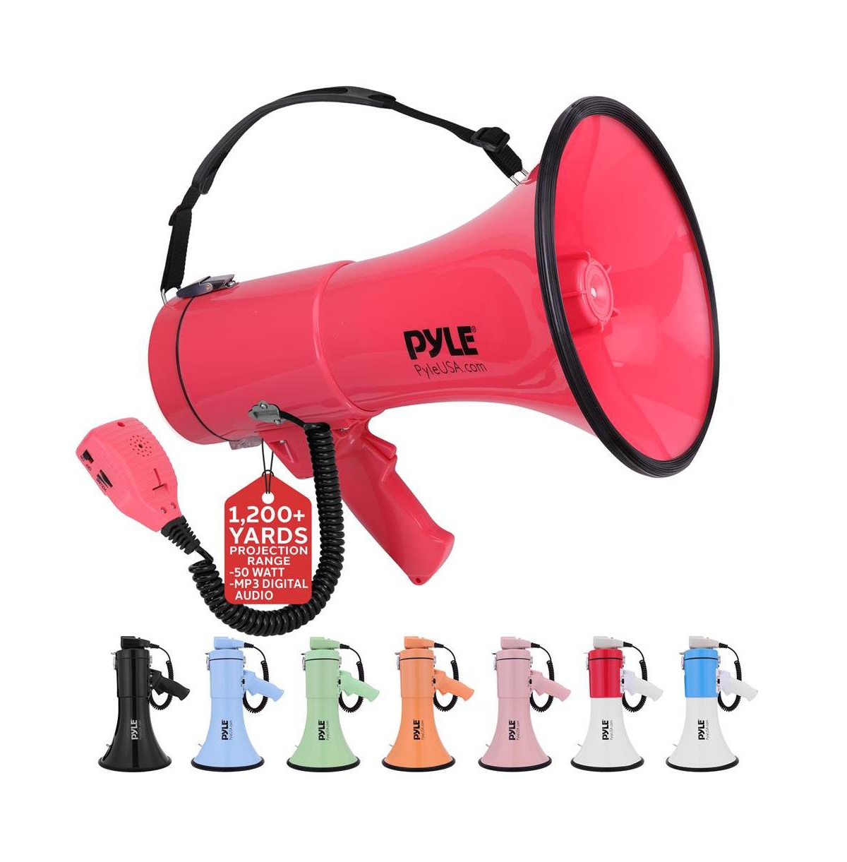 Pyle 50-Watt Portable Megaphone with Siren, MP3 Input, Automatic Siren, Shoulder Strap, Lightweight – Red Pyle 50-Watt Portable Megaphone with Siren, MP3 Input, Automatic Siren, Shoulder Strap, Lightweight – Red