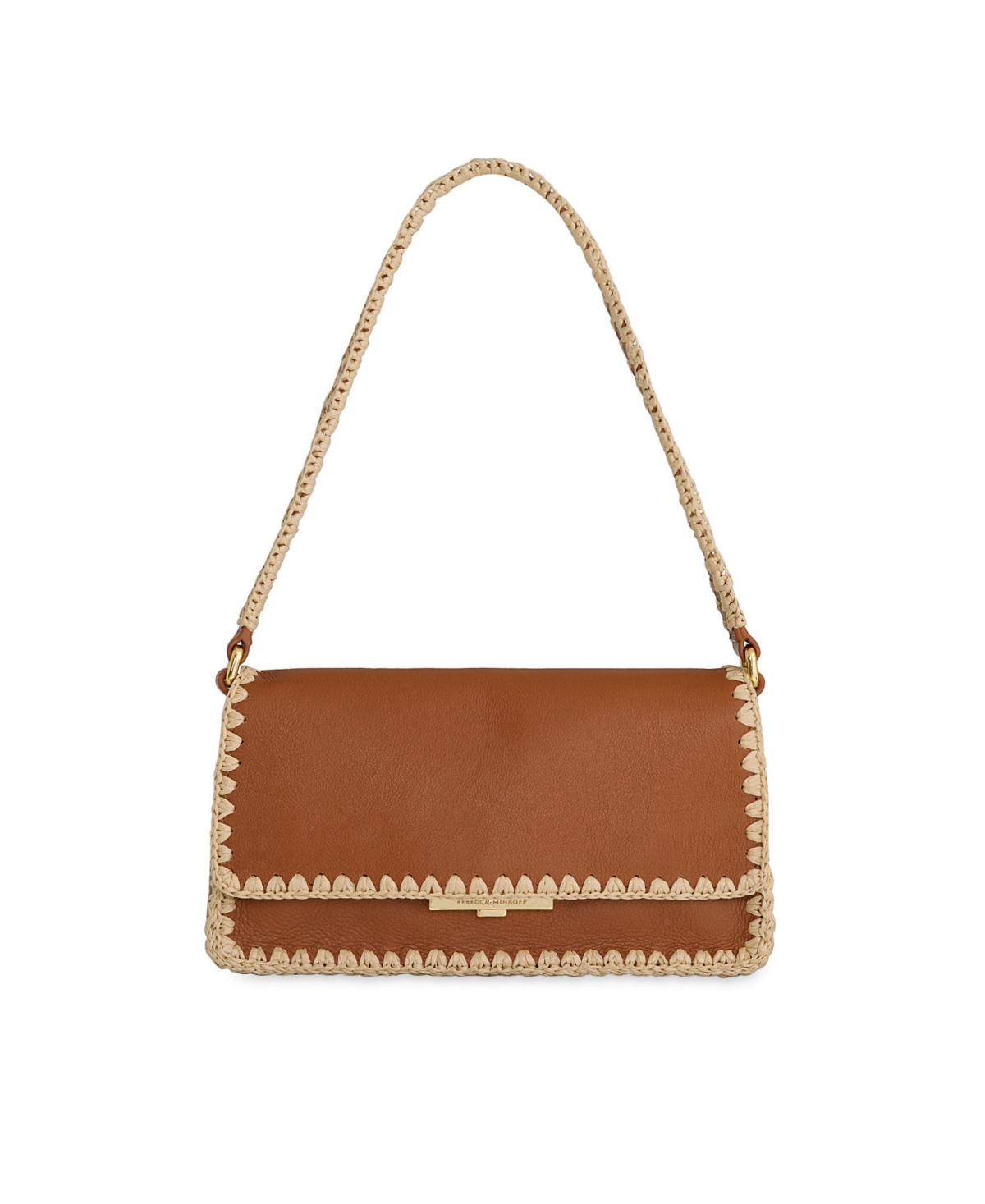 Rebecca Minkoff Berkley Flap Small Raffia Shoulder Handbag – Caramello Rebecca Minkoff Berkley Flap Small Raffia Shoulder Handbag – Caramello