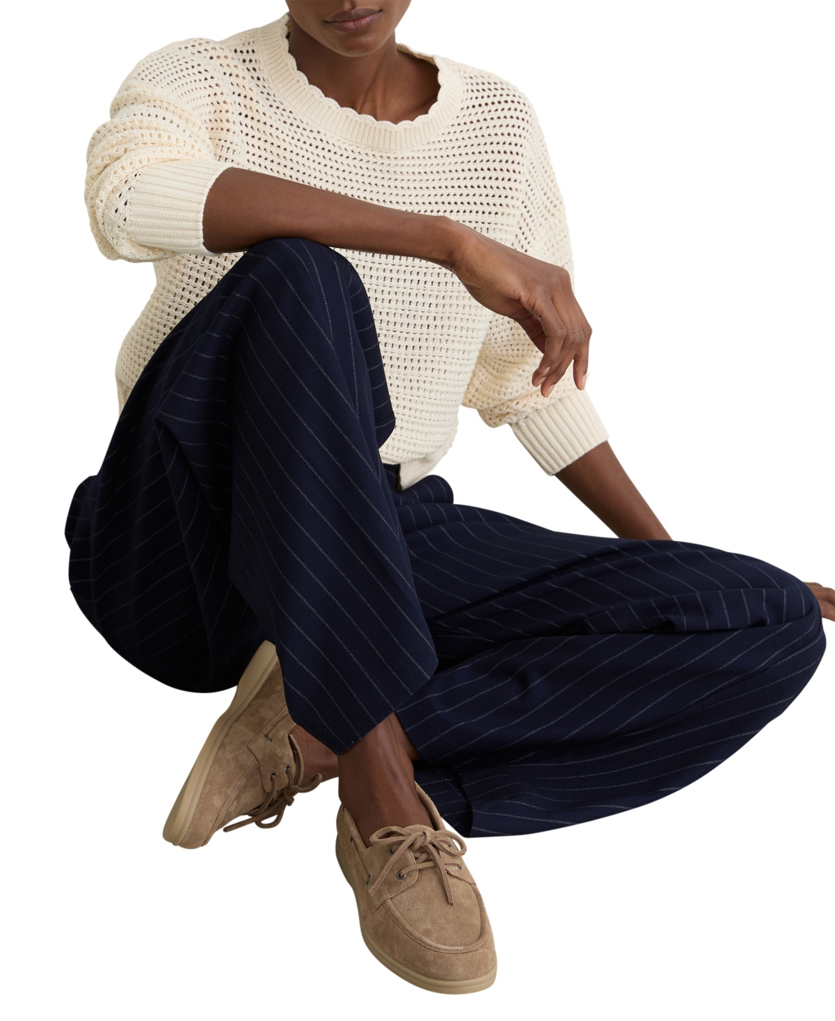 Reiss Women’s Lola Suede Flat Boat Shoes – Taupe
