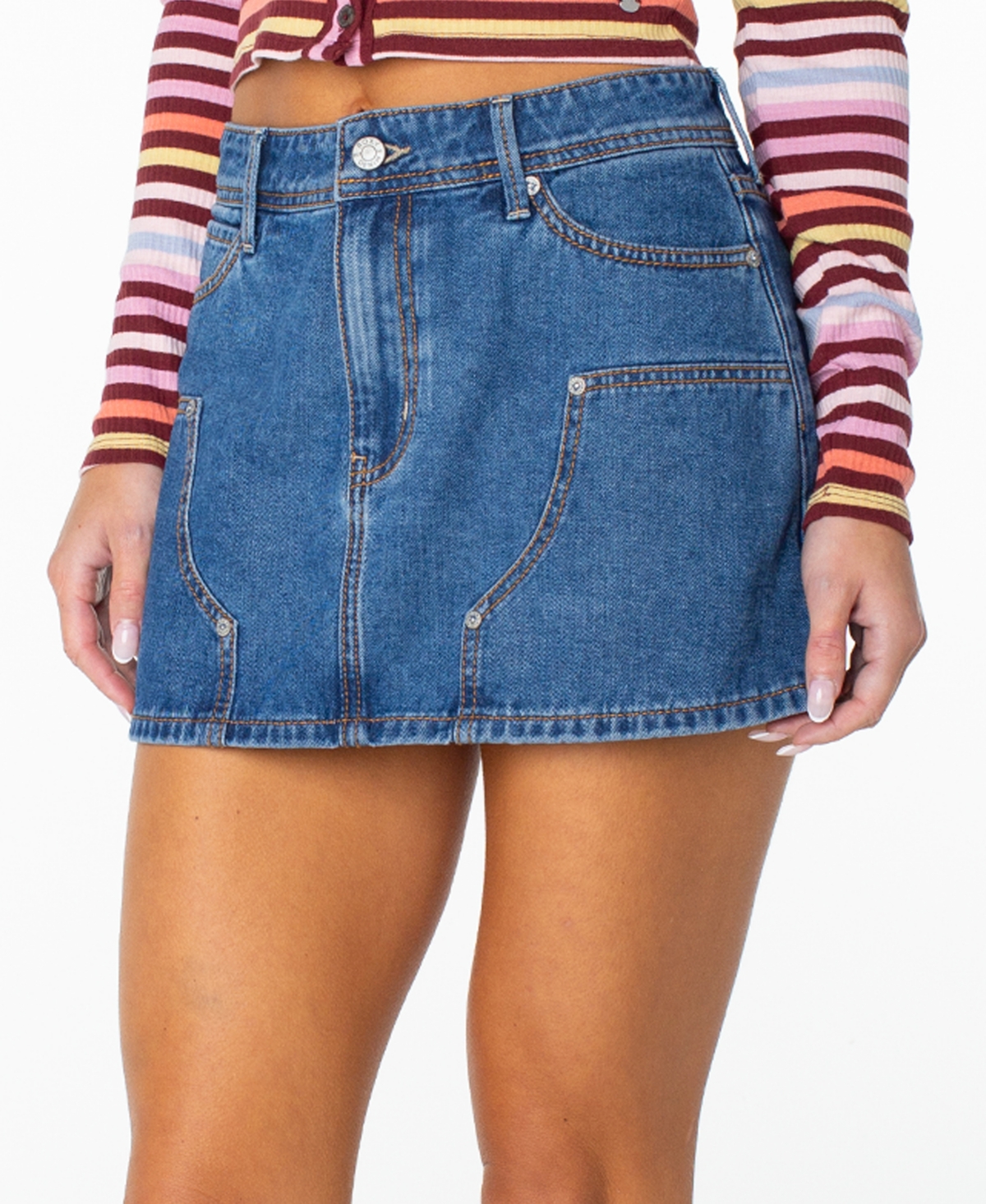 Roxy Women’s Reel Life Carpenter Mini Skirt – High Surf Denim Wash