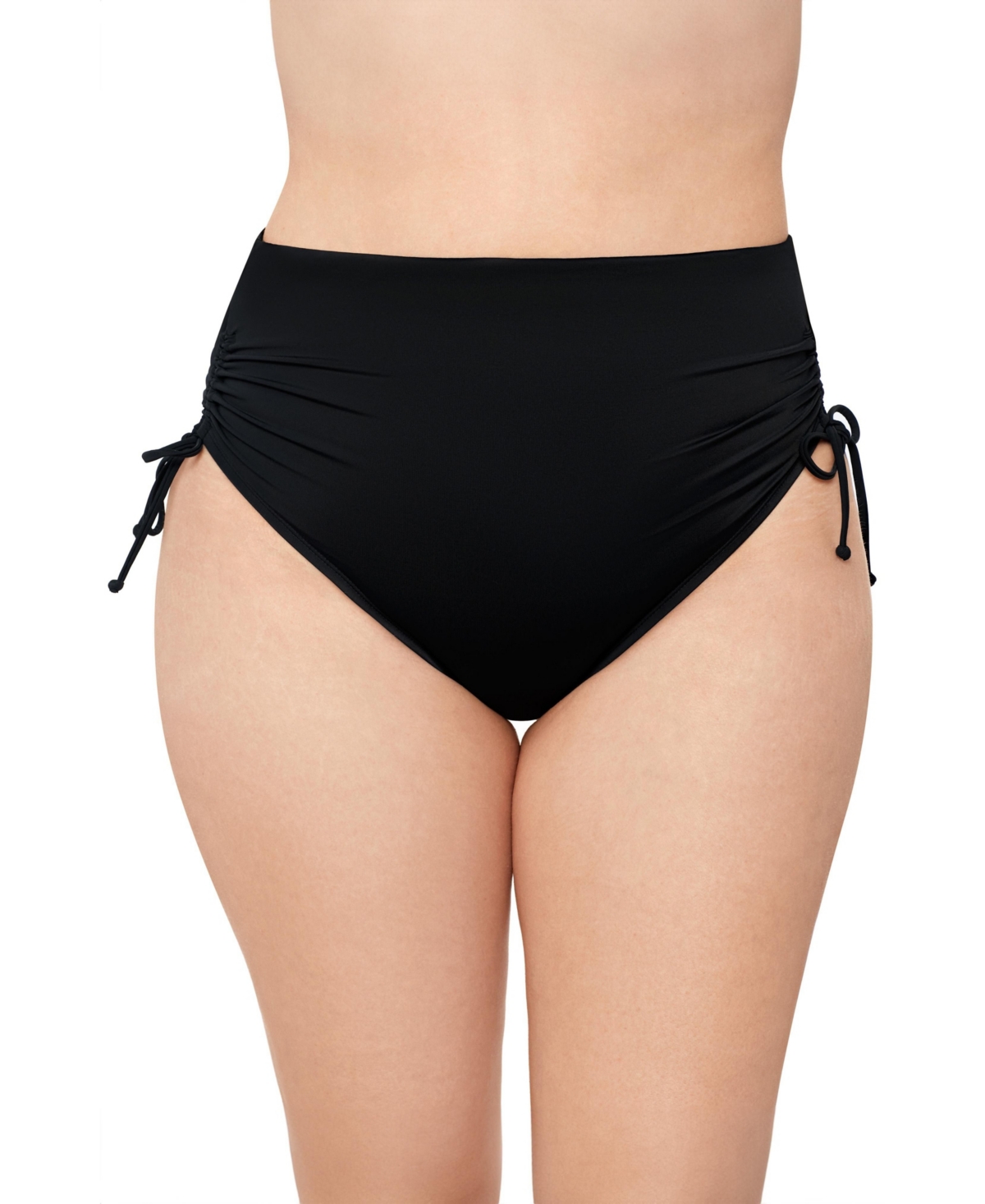 S3 Apparel Women’s Smoothing and Sculpting Cinch Adjustable High-Waist Swimsuit Bikini Bottoms – Onyx black