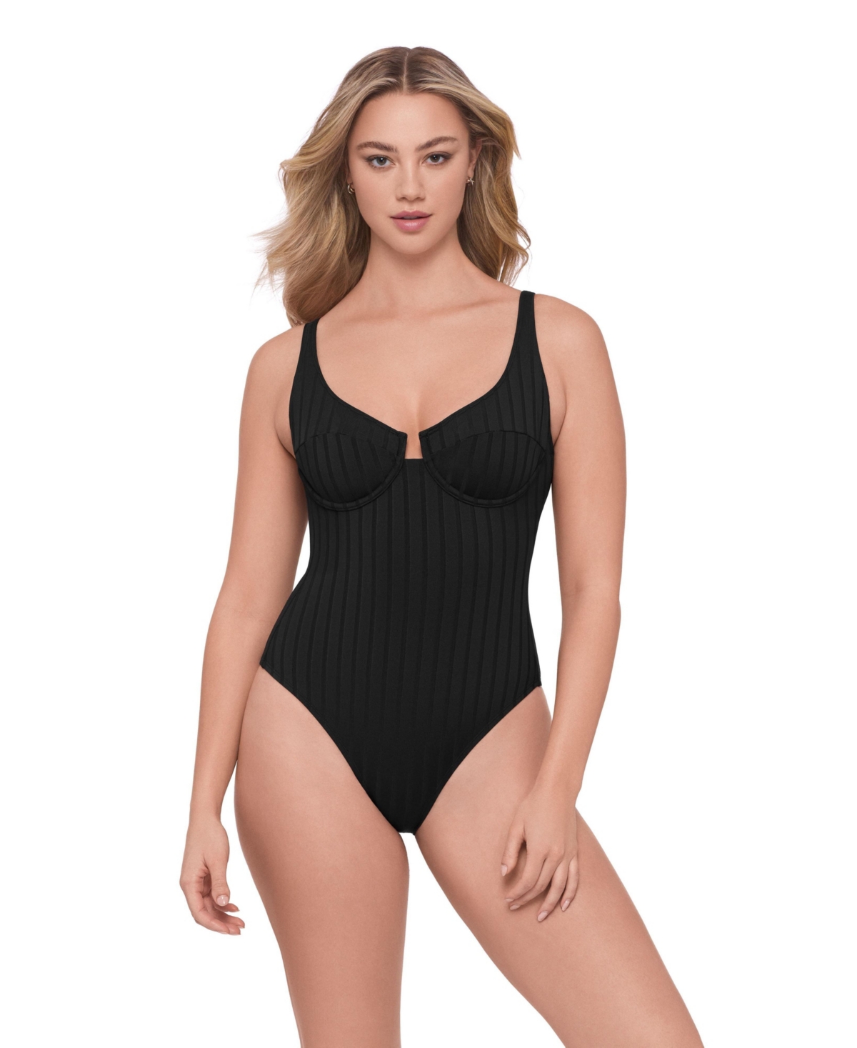 S3 Apparel Women’s Smoothing and Sculpting Wide Rib Scoop Neck Underwire One-Piece Swimsuit – Onyx black wide rib S3 Apparel Women’s Smoothing and Sculpting Wide Rib Scoop Neck Underwire One-Piece Swimsuit – Onyx black wide rib