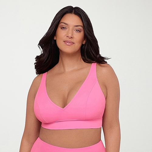 S3 Swim Womens Adjustable Straps Bralette Bikini Swimsuit Top, Medium, Pink