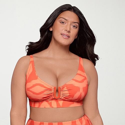 S3 Swim Womens Geometric Bralette Bikini Swimsuit Top, Medium, Pink