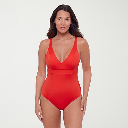 S3 Swim Womens Moderate Coverage One Piece Swimsuit, Small, Red S3 Swim Womens Moderate Coverage One Piece Swimsuit, Small, Red