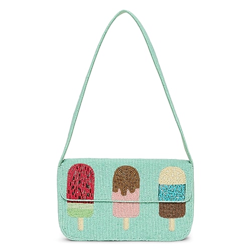 SOL and MER Beaded Ice Cream Shoulder Bag, One Size, Green