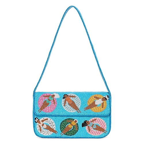 SOL and MER Beaded Pool Ladies Shoulder Bag, One Size, Blue SOL and MER Beaded Pool Ladies Shoulder Bag, One Size, Blue