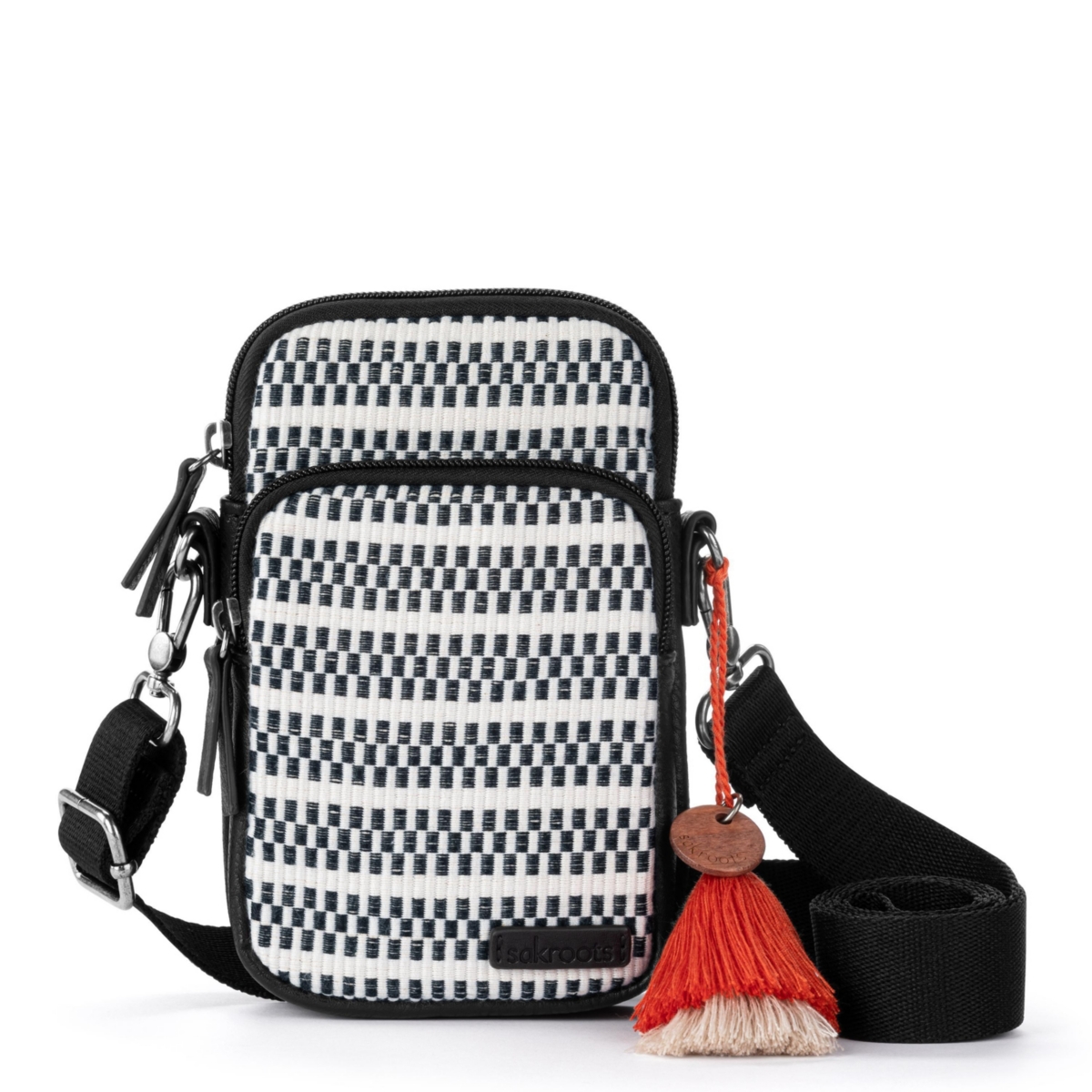 Sakroots Women’s Koa Smartphone Crossbody – Black white woven
