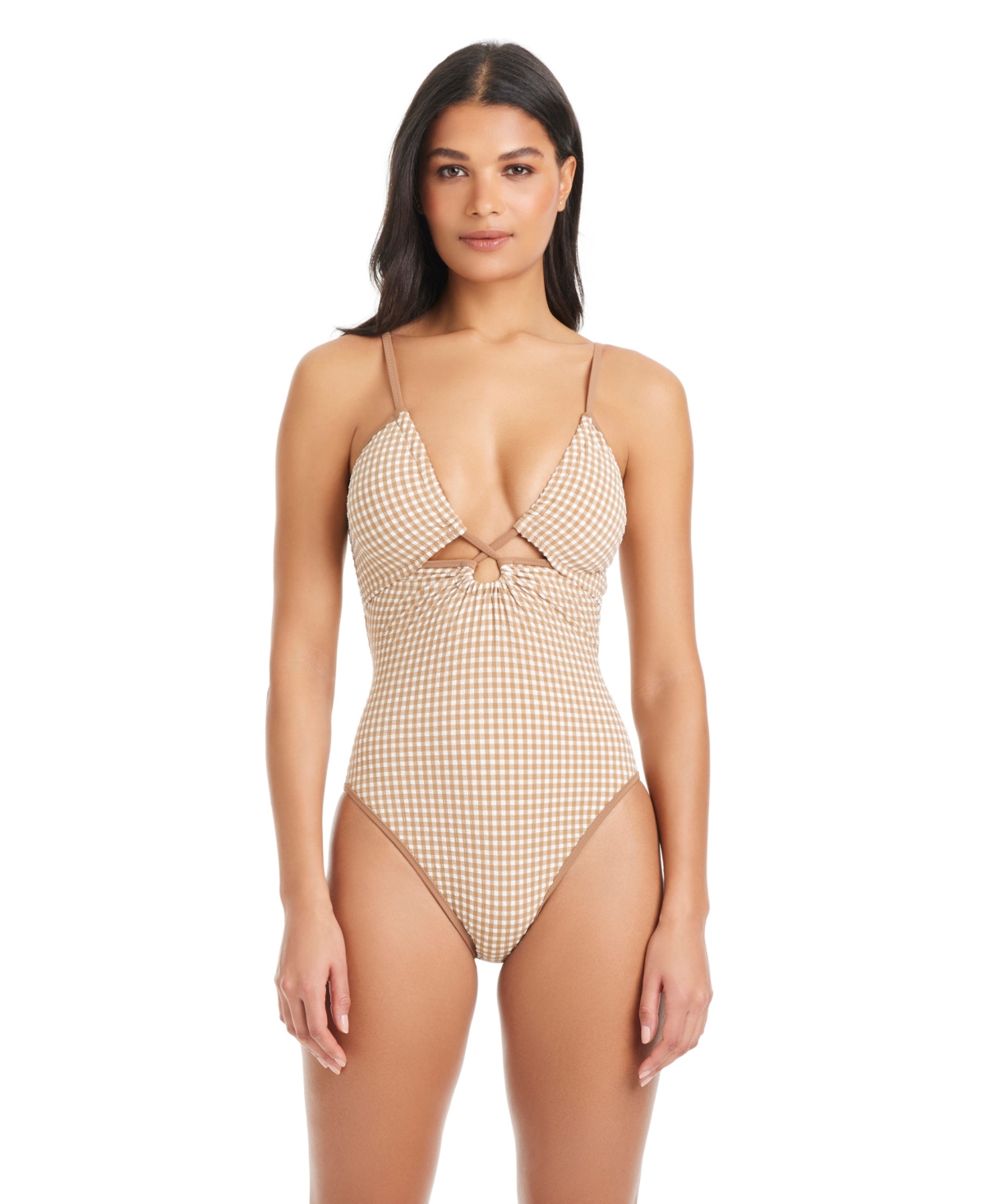 Sanctuary Women’s Check Me Out V-Neck One-Piece Swimsuit – Toasted Coconut Sanctuary Women’s Check Me Out V-Neck One-Piece Swimsuit – Toasted Coconut