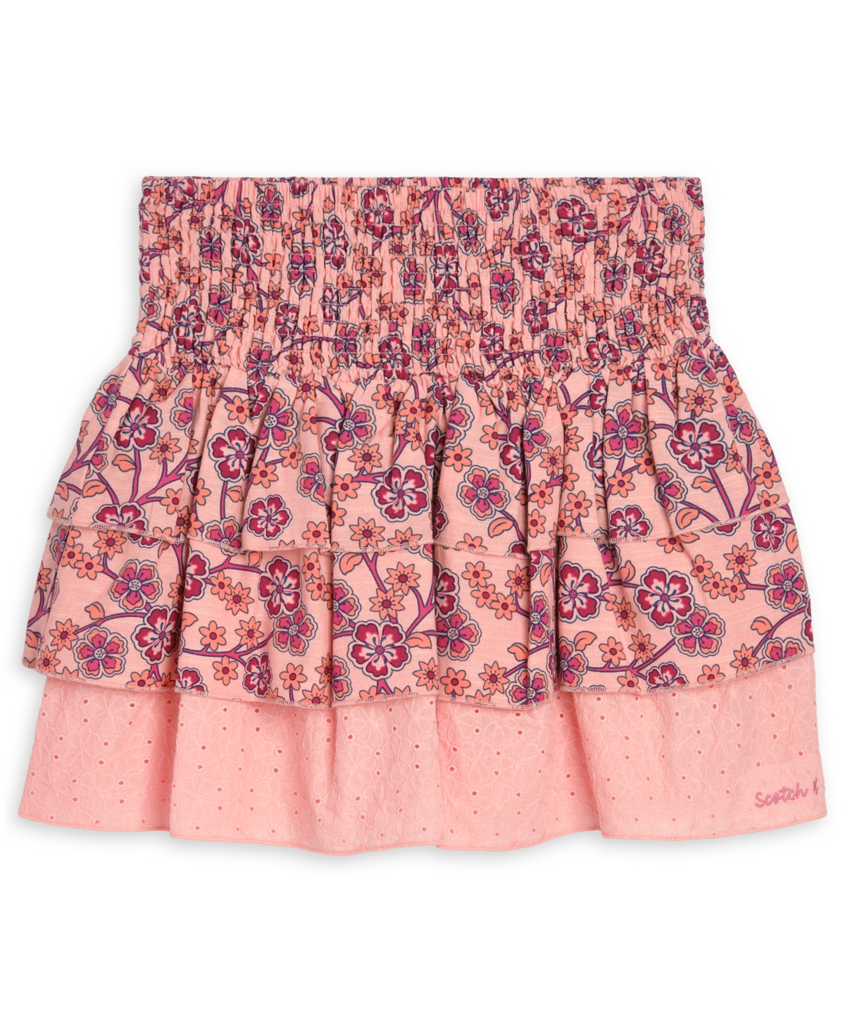 Scotch & Soda Girls’ 7-16 Floral-Print Tiered Ruffle Mini Skirt – Light Pastel Pink Scotch & Soda Girls’ 7-16 Floral-Print Tiered Ruffle Mini Skirt – Light Pastel Pink