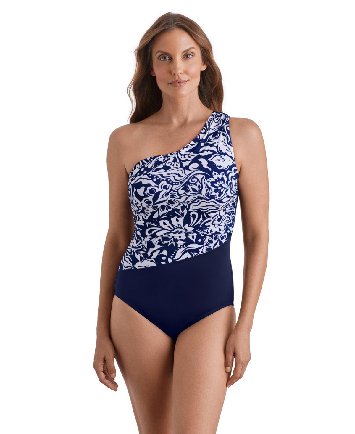 ShapeSolver Women’s One-Shoulder One-Piece Swimsuit – Romantic Lotus ShapeSolver Women’s One-Shoulder One-Piece Swimsuit – Romantic Lotus