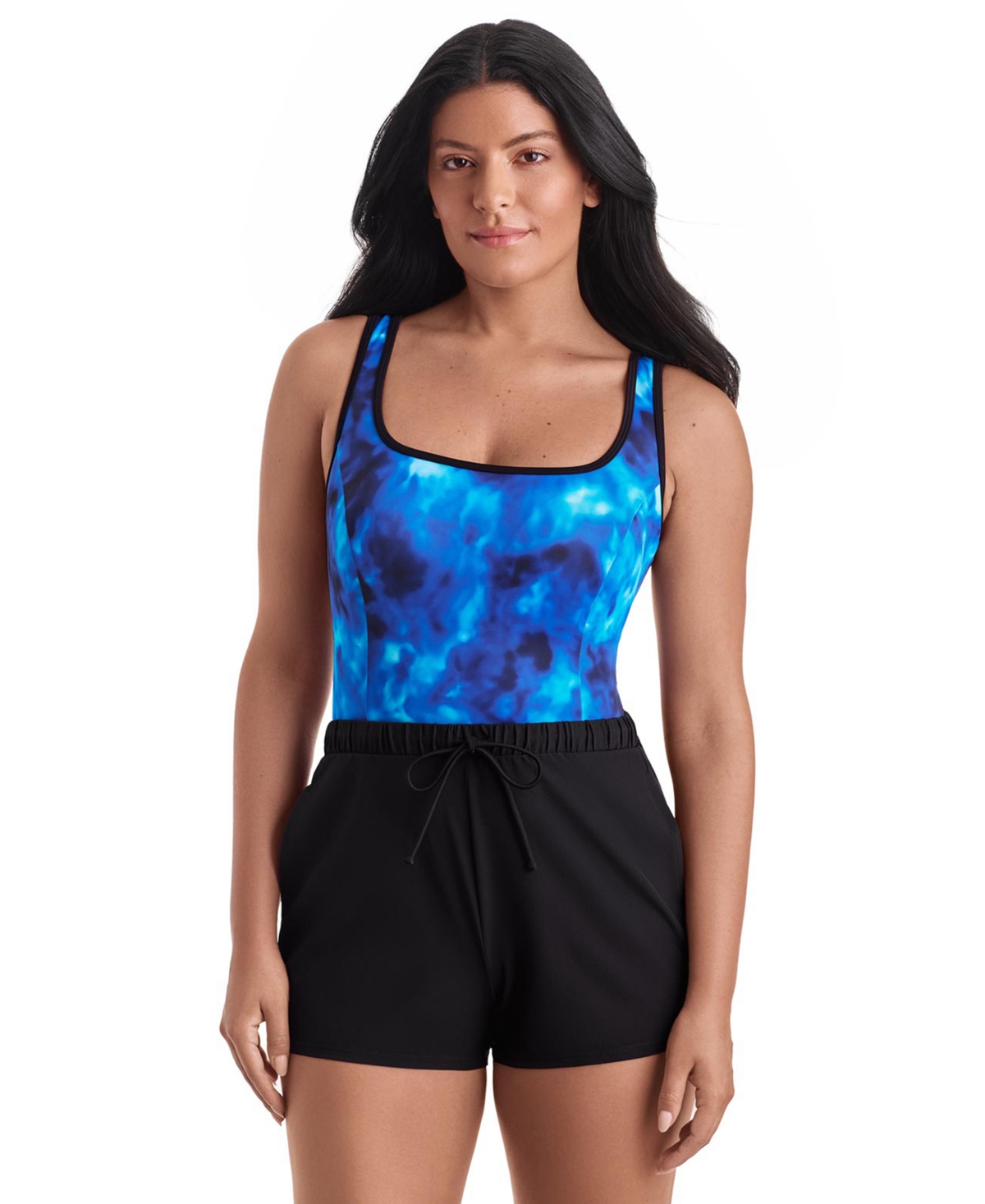 ShapeSolver Women’s Sport Binded Scoop Neck Runaround One-Piece Swimsuit – Laguna Waters ShapeSolver Women’s Sport Binded Scoop Neck Runaround One-Piece Swimsuit – Laguna Waters
